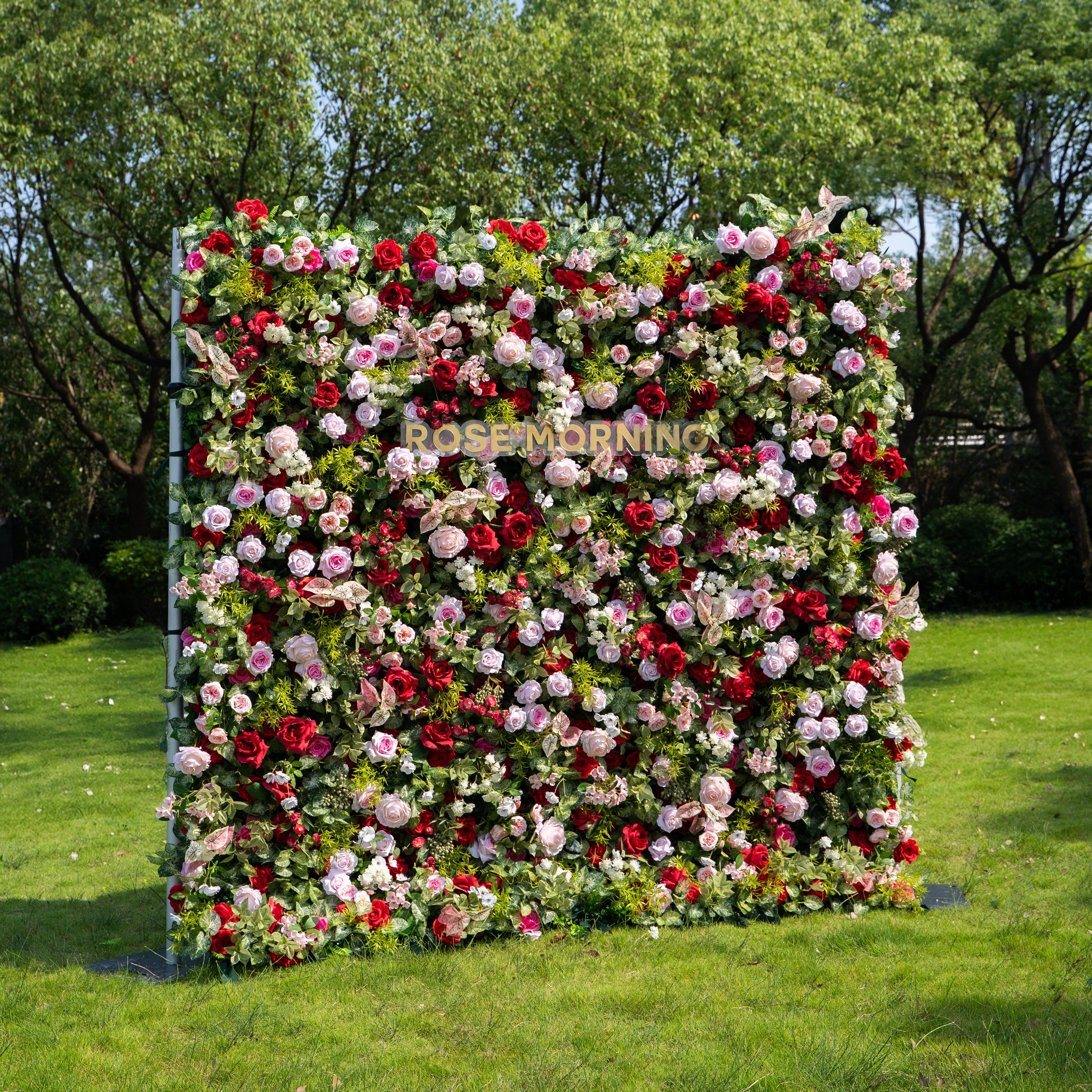 Bonjour：5D Fabric Artificial zip up curtain flower wall 8ft*8ft Free Shipping