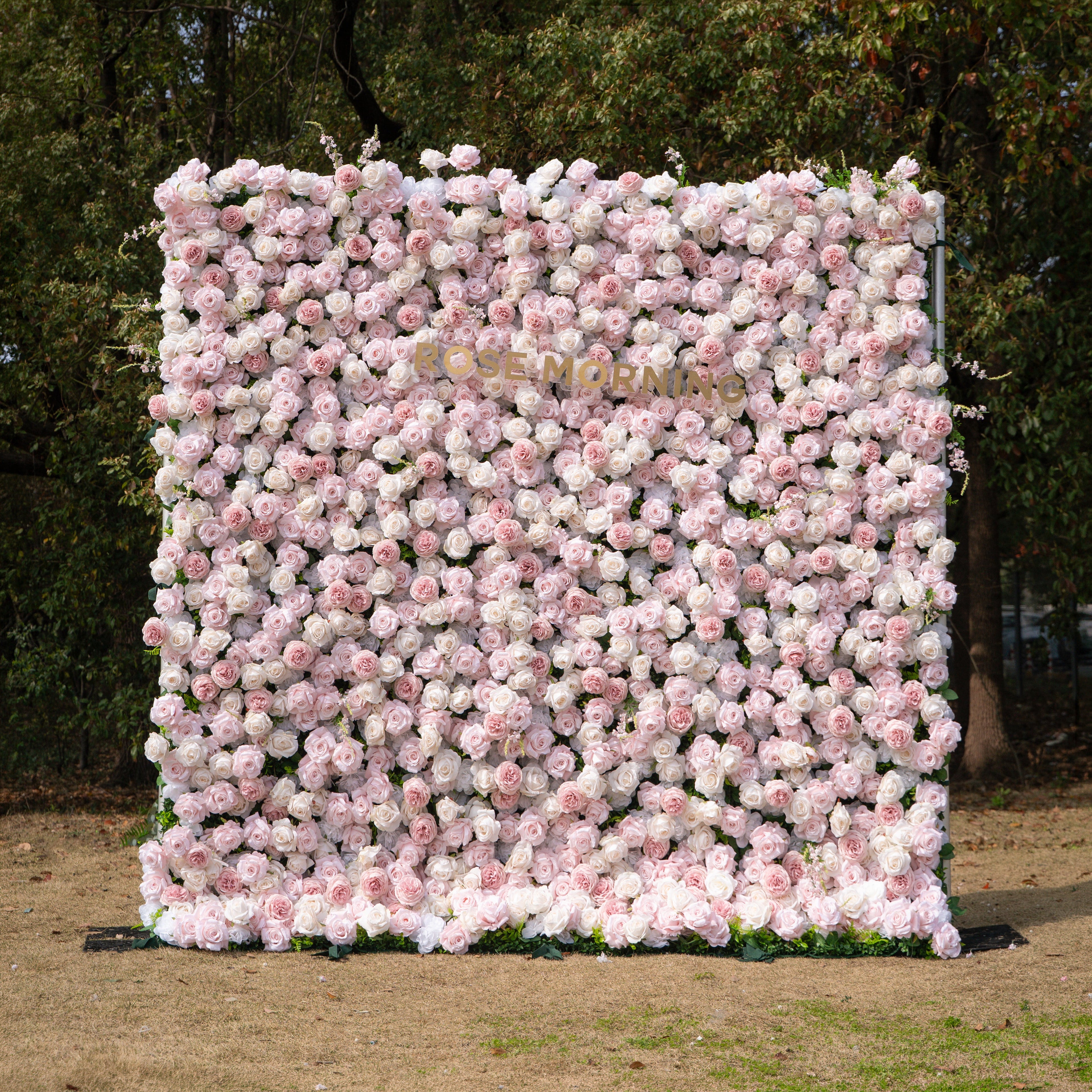 Caius: Luxury 5D Cream & Blush Silk Floral Wall Roll-Up Fabric Backdrop for Dreamy Garden Weddings & Bridal Showers Free Shipping