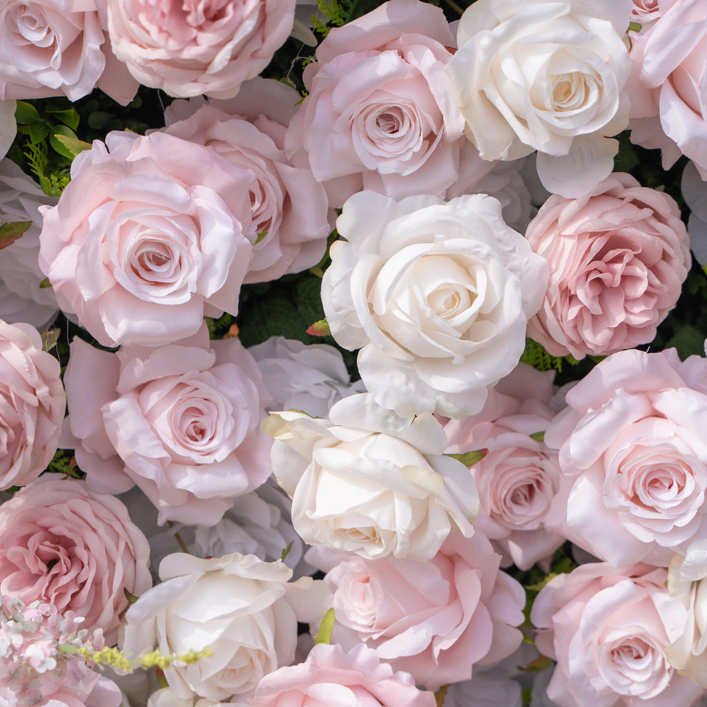 Caius: Luxury 5D Cream & Blush Silk Floral Wall Roll-Up Fabric Backdrop for Dreamy Garden Weddings & Bridal Showers Free Shipping