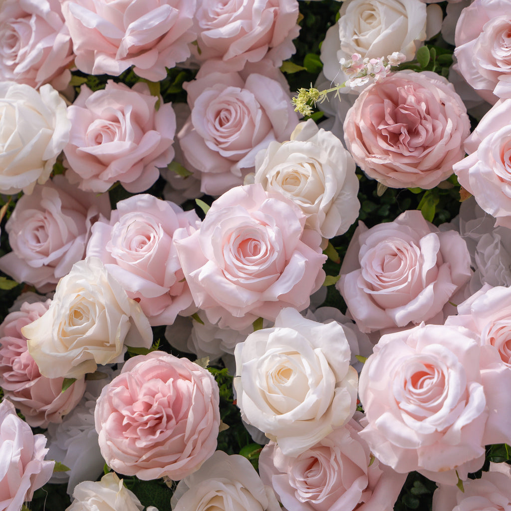 Caius: Luxury 5D Cream & Blush Silk Floral Wall Roll-Up Fabric Backdrop for Dreamy Garden Weddings & Bridal Showers Free Shipping