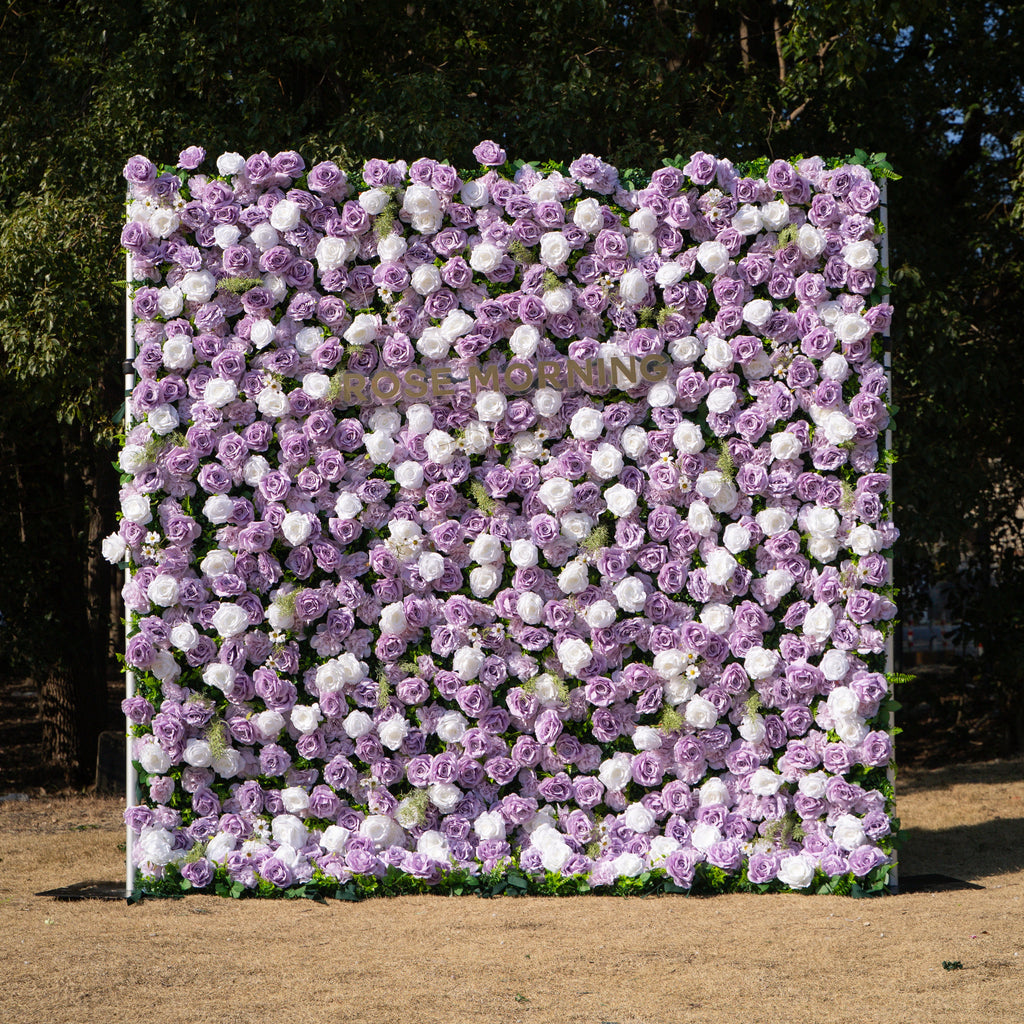 Calista: Luxury 3D Lilac & Cream Silk Floral Wall Roll-Up Fabric Backdrop for Dreamy Weddings & Bridal Showers Free Shipping