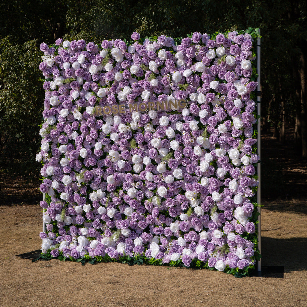Calista: Luxury 3D Lilac & Cream Silk Floral Wall Roll-Up Fabric Backdrop for Dreamy Weddings & Bridal Showers Free Shipping
