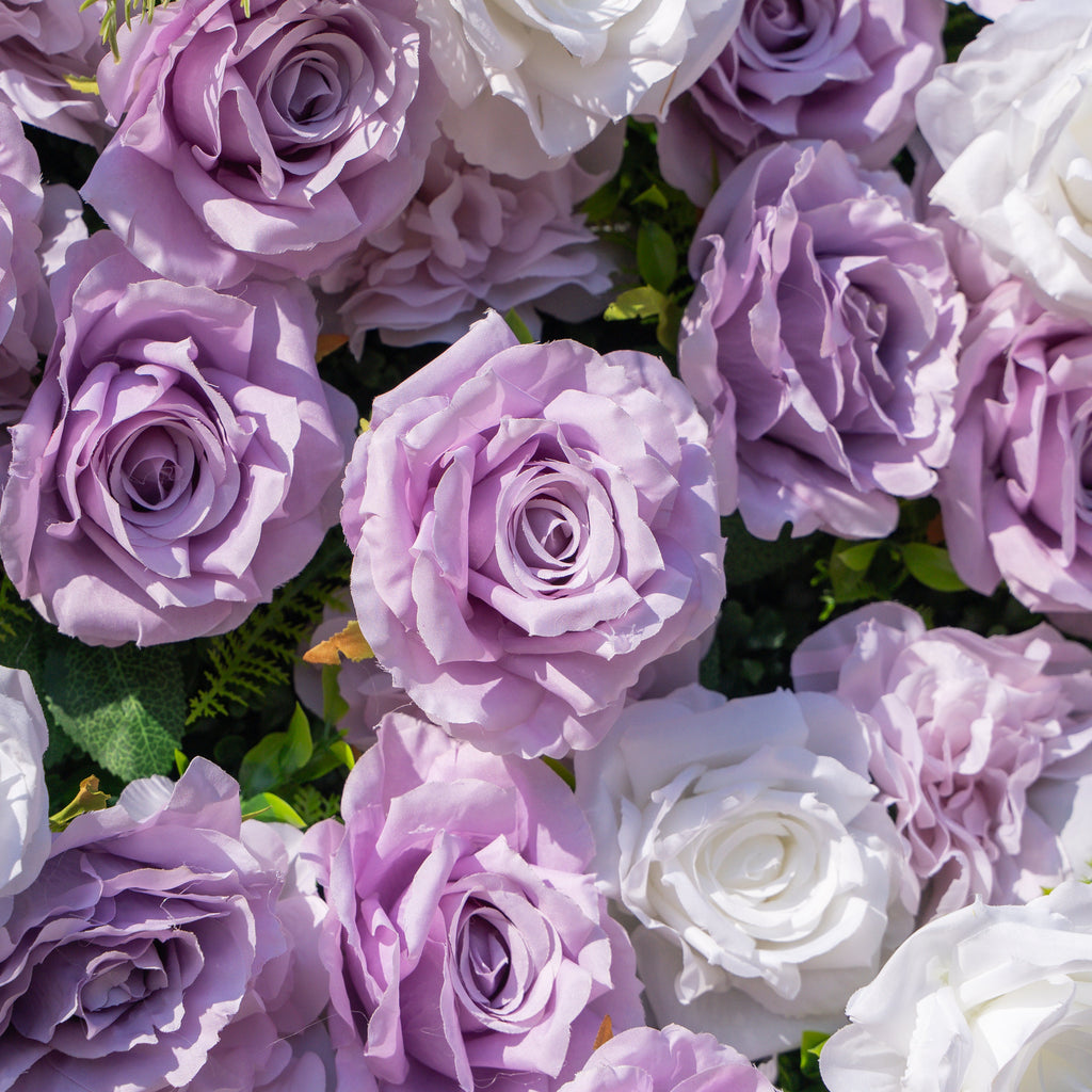 Calista: Luxury 3D Lilac & Cream Silk Floral Wall Roll-Up Fabric Backdrop for Dreamy Weddings & Bridal Showers Free Shipping