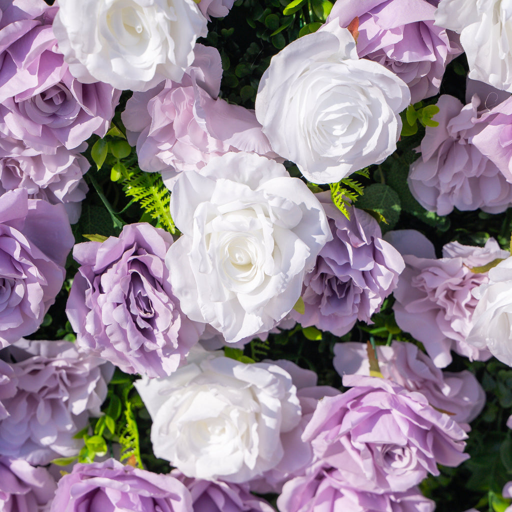 Calista: Luxury 3D Lilac & Cream Silk Floral Wall Roll-Up Fabric Backdrop for Dreamy Weddings & Bridal Showers Free Shipping
