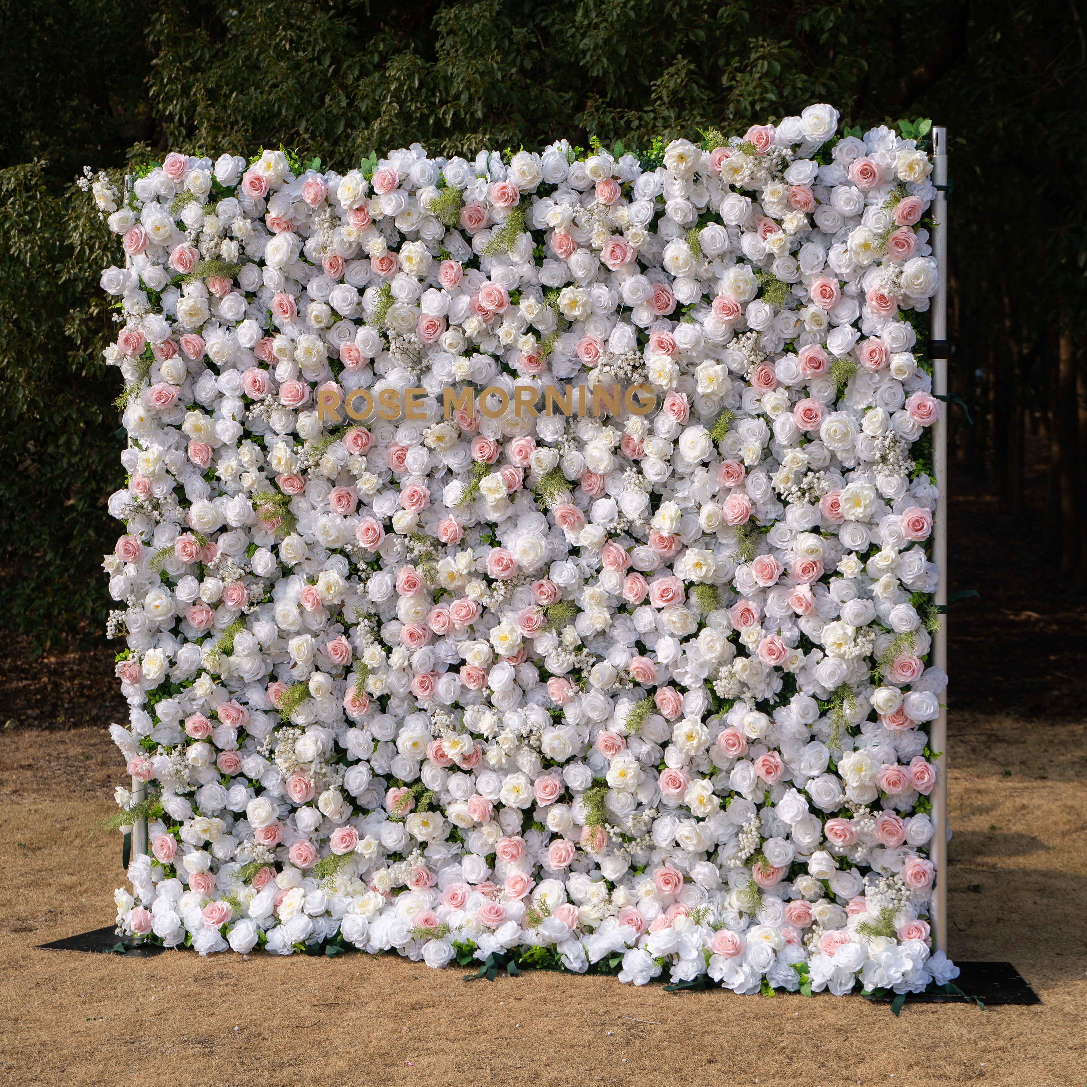 Céline: 3D Elegant White & Blush Pink Silk Rose Flower Wall Roll-Up Fabric Backdrop for Luxury Weddings & Events(In Us Stock & Shipping 5-7 Days) Free Shipping
