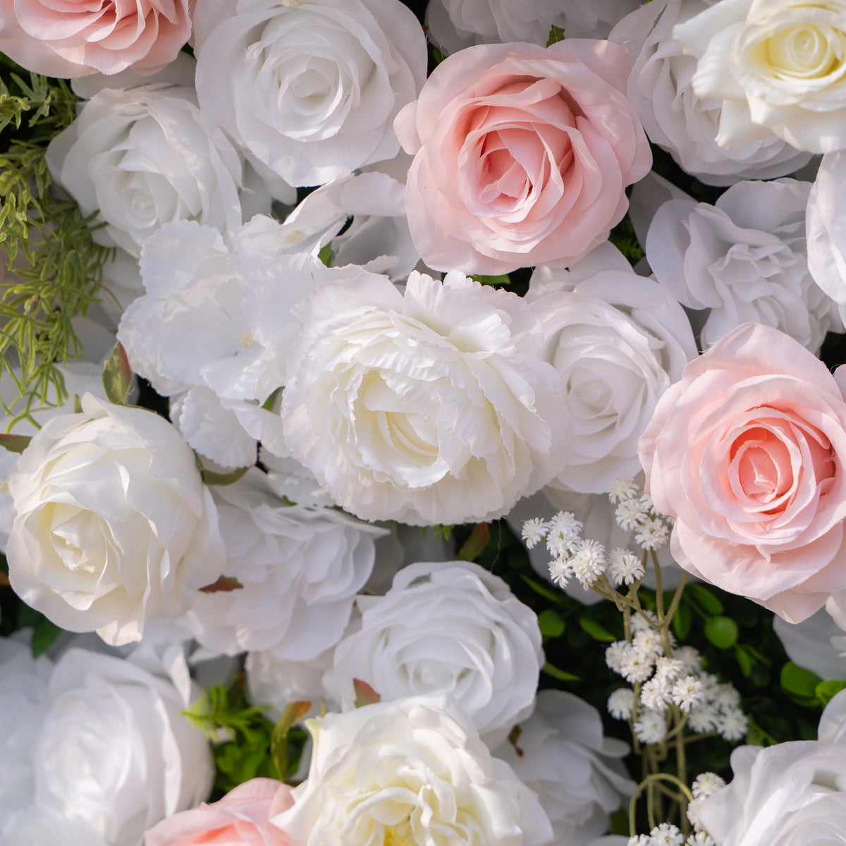Céline: 3D Elegant White & Blush Pink Silk Rose Flower Wall Roll-Up Fabric Backdrop for Luxury Weddings & Events(In Us Stock & Shipping 5-7 Days) Free Shipping
