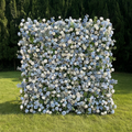Corin: Luxury 5D Serene Blue & Cream Silk Floral Wall Roll-Up Fabric Backdrop for Seaside Weddings & Events Free Shipping