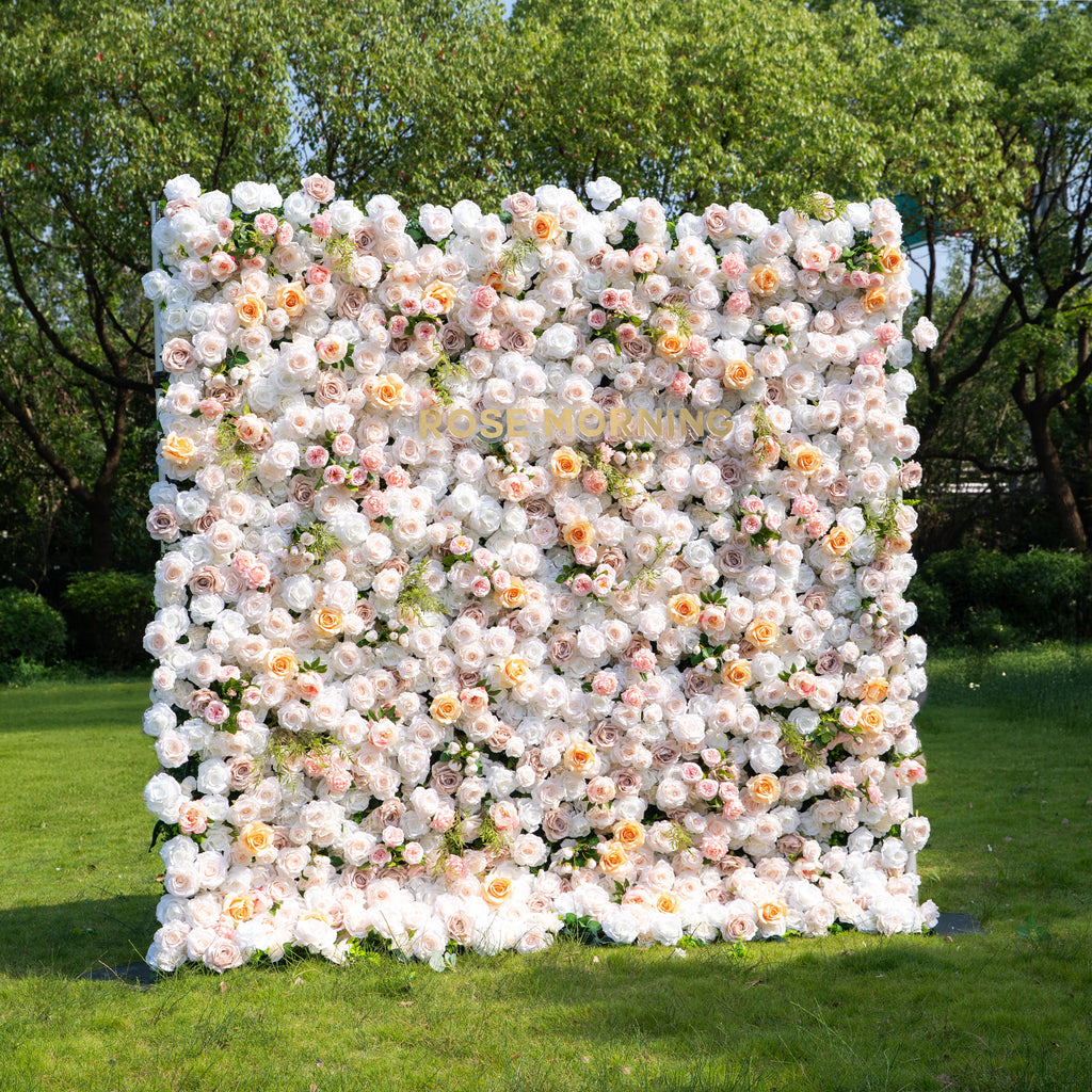 Corissa：5D Fabric Artificial zip up curtain flower wall 8ft*8ft Free Shipping
