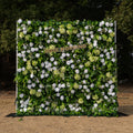 Cressida: 3D Elegant White Silk Rose & Greenery Foliage Wall Roll-Up Fabric Backdrop for Luxury Weddings, Parties & Botanical Decor Free Shipping