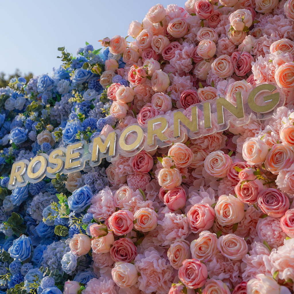 Cyan：5D 2023 Fabric Artificial rolling up curtain flower wall Rose Morning