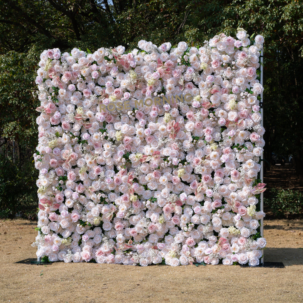 Ebony：5D Fabric Artificial rolling up curtain flower wall Free Shipping