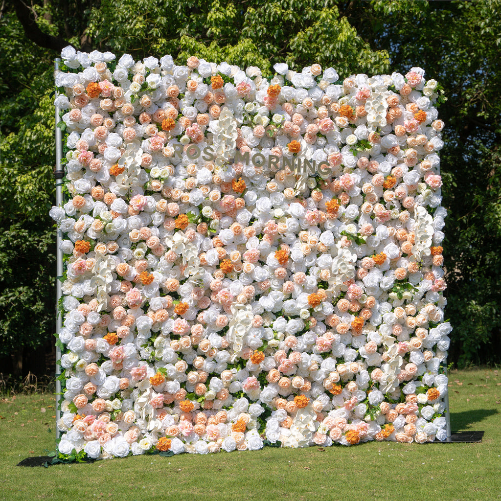 Eden：4D Fabric Artificial zip up curtain flower wall 8ft*8ft Free Shipping