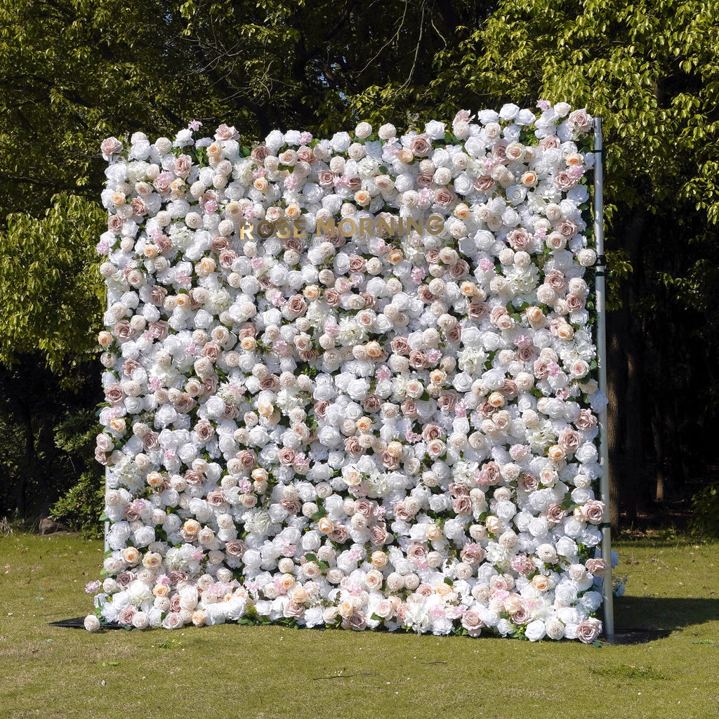 Elain：5D Fabric Artificial rolling up curtain flower wall Rose Morning
