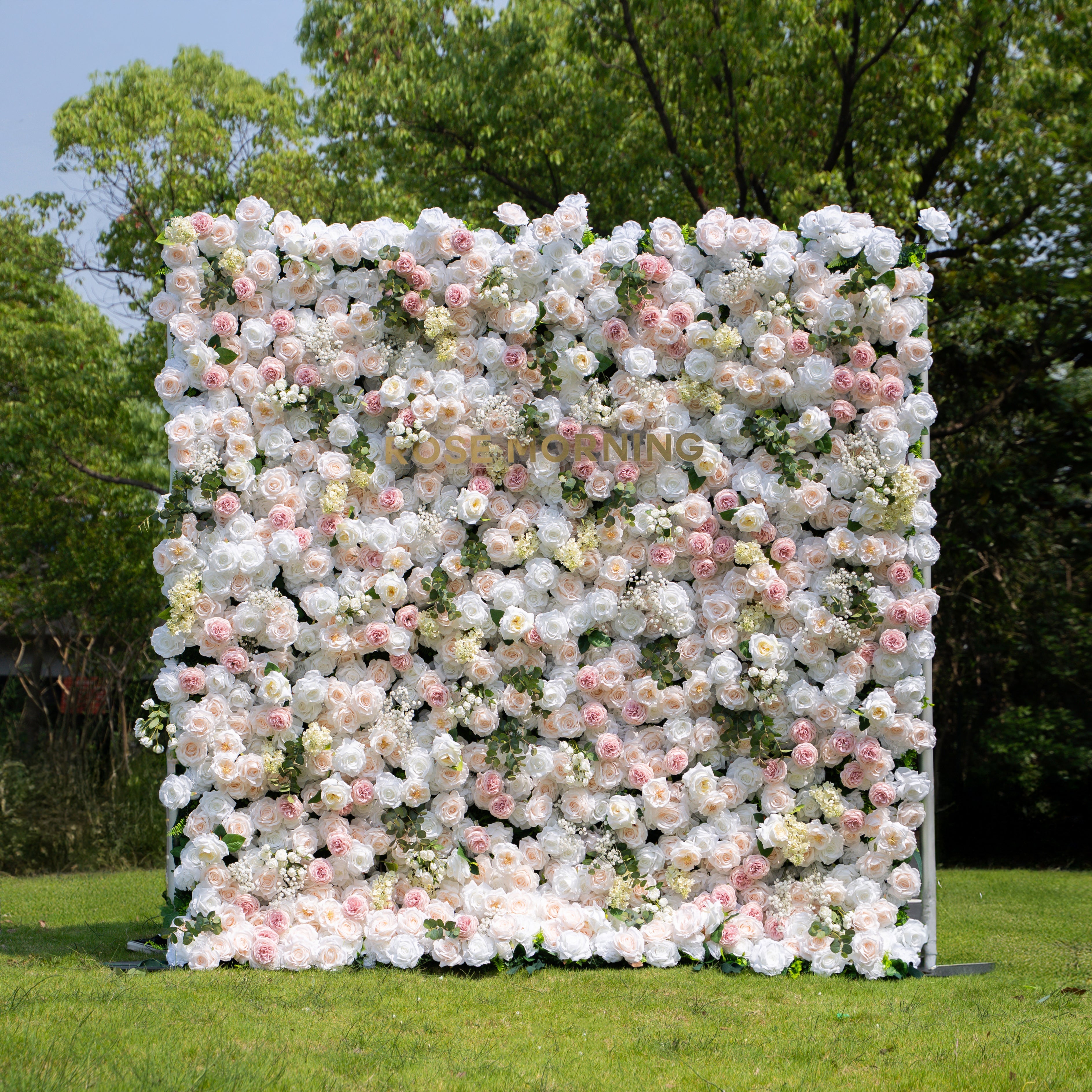 Elia：5D Fabric Artificial zip up curtain flower wall 8ft*8ft Free Shipping