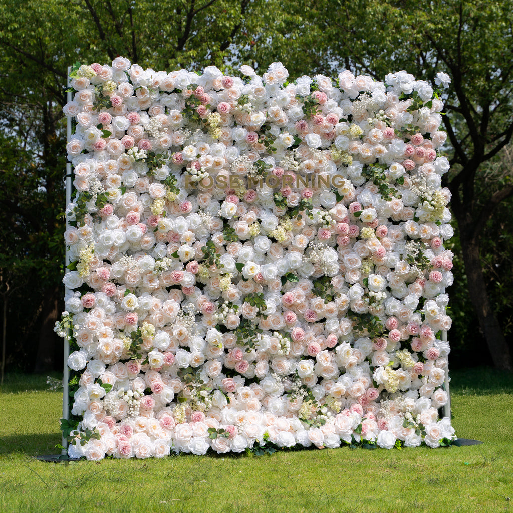 Elia：5D Fabric Artificial zip up curtain flower wall 8ft*8ft Free Shipping