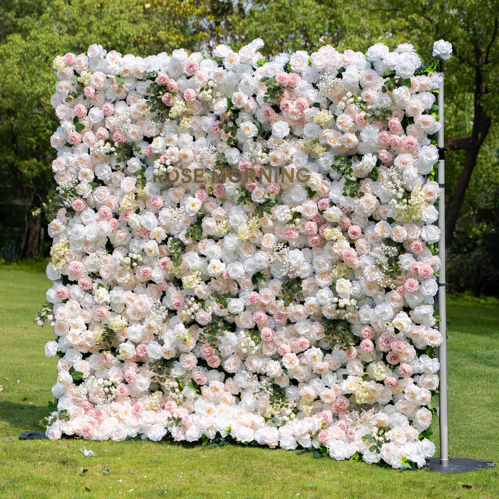 Elia：5D Fabric Artificial zip up curtain flower wall 8ft*8ft Free Shipping
