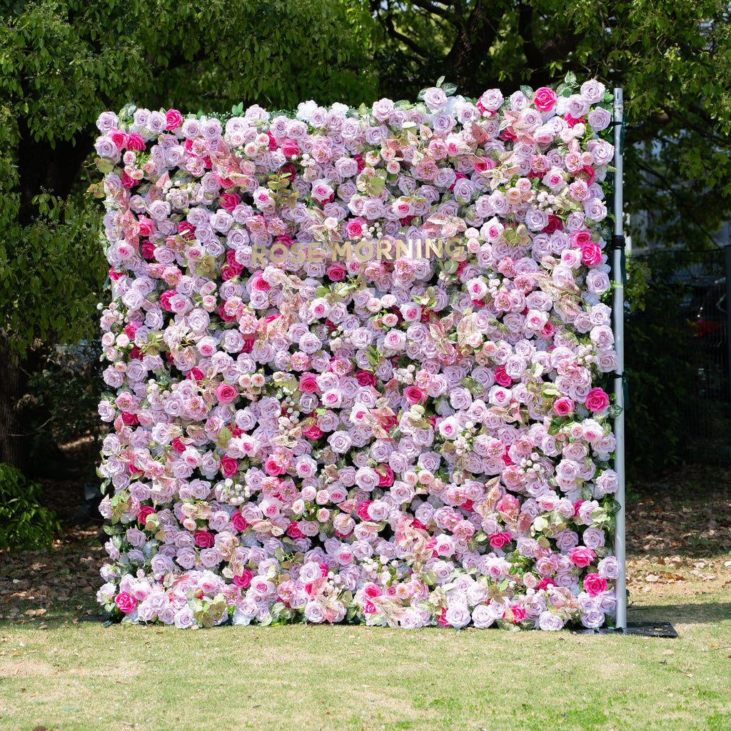 Eugenia：5D Fabric Artificial zip up curtain flower wall 8ft*8ft Free Shipping