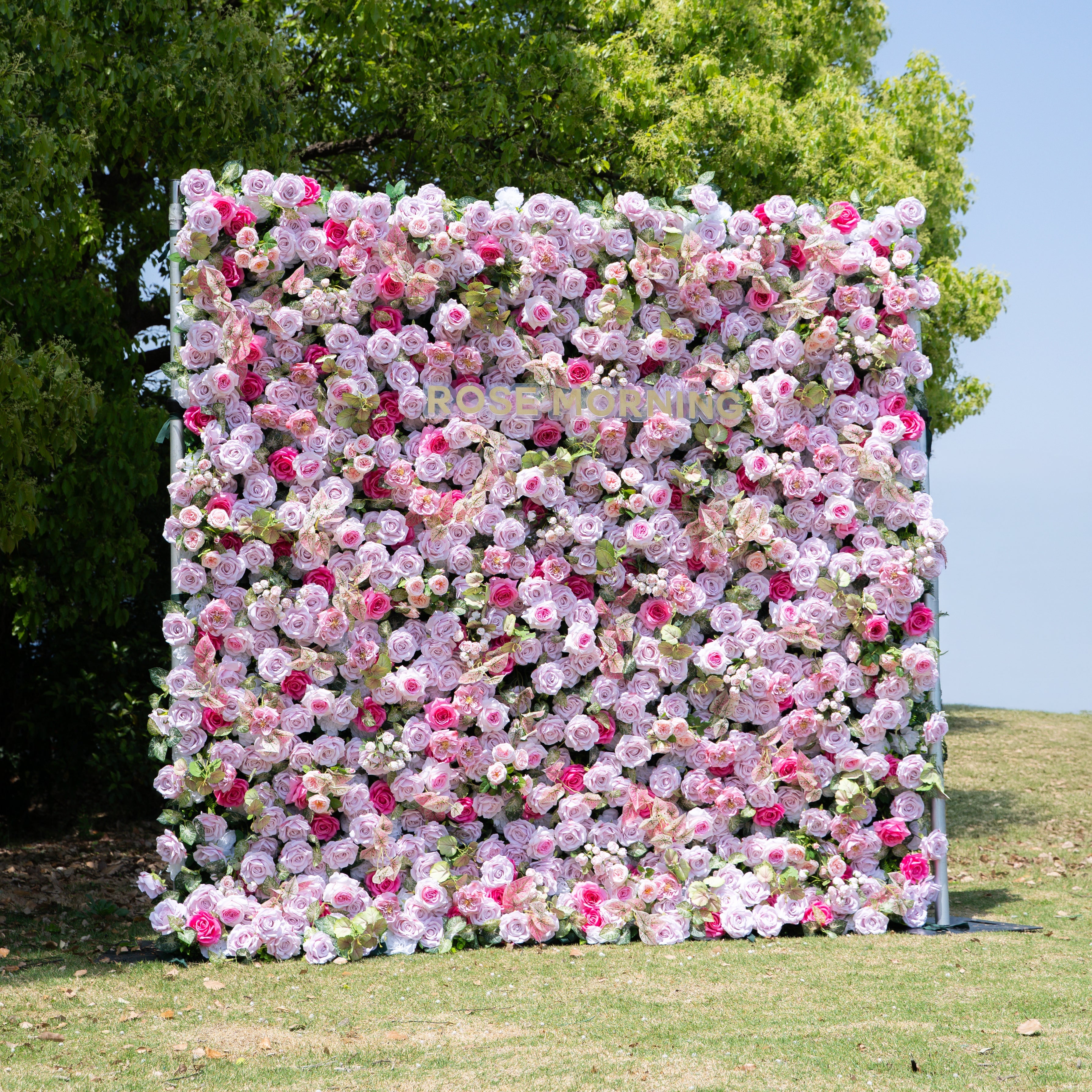 Eugenia：5D Fabric Artificial zip up curtain flower wall 8ft*8ft Free Shipping