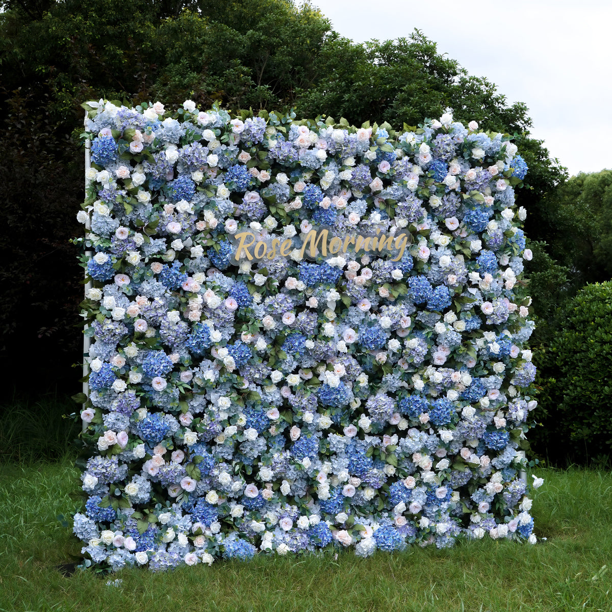 Everly:  5D Fabric Artificial Flower Wall Rolling Up Curtain Flower Wall R015 - 8ft*8ft Rose Morning