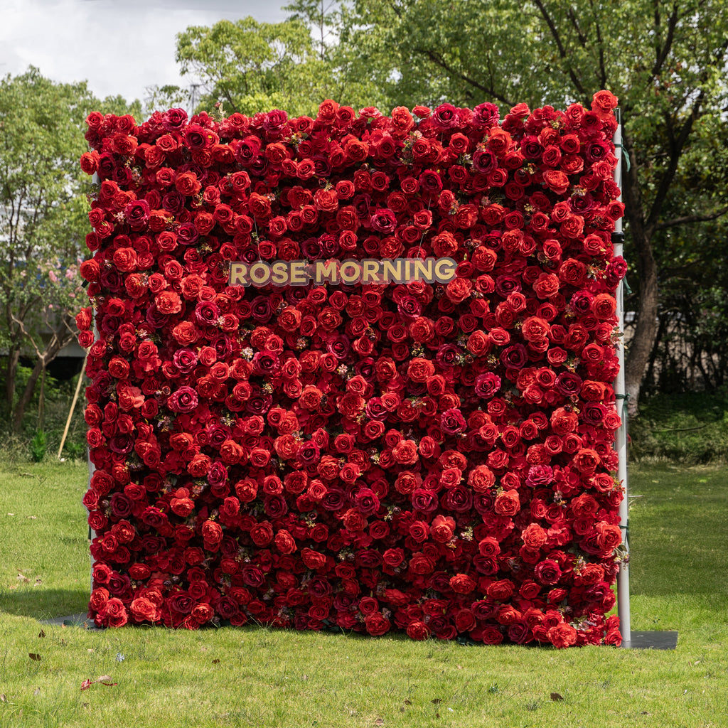 Feliz：4D Fabric Artificial zip up curtain flower wall 8ft*8ft Free Shipping