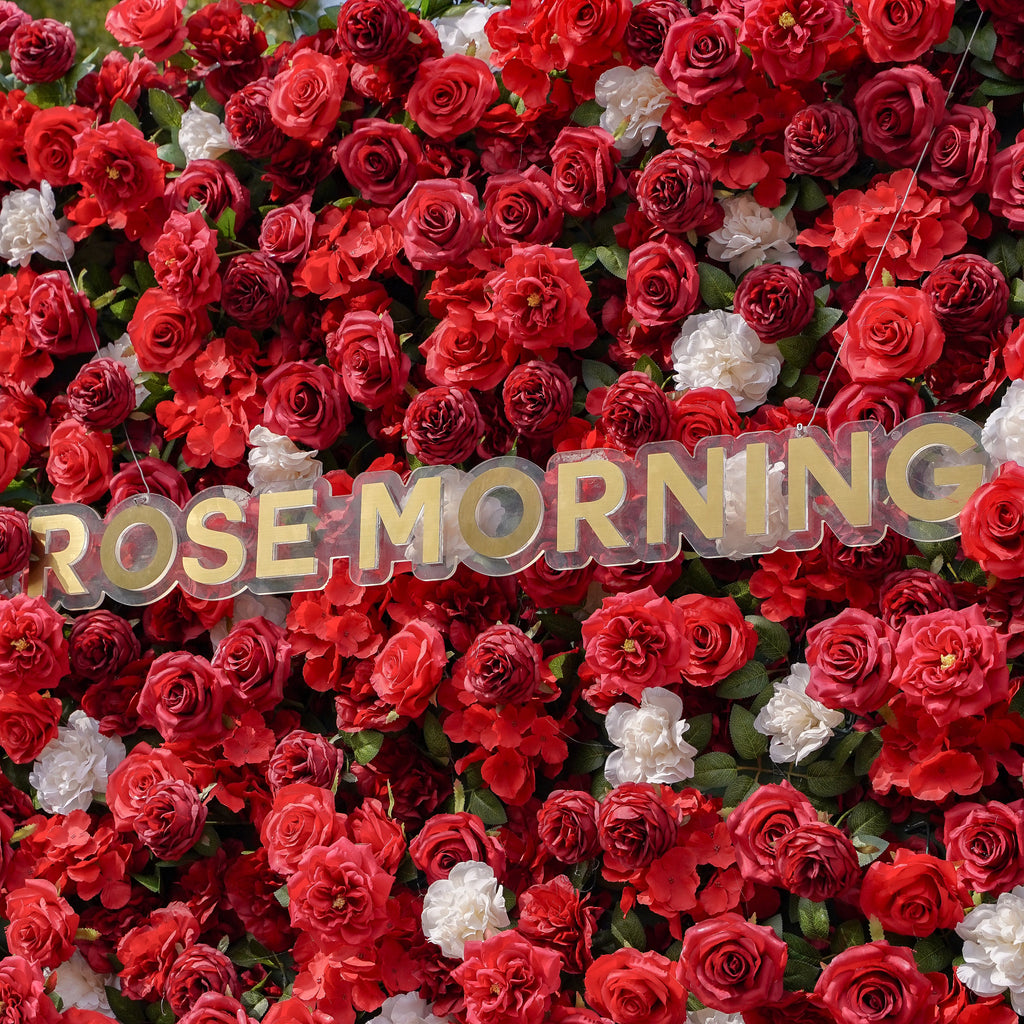 Five： Fabric Artificial zip up curtain flower wall 8ft*8ft Rose Morning