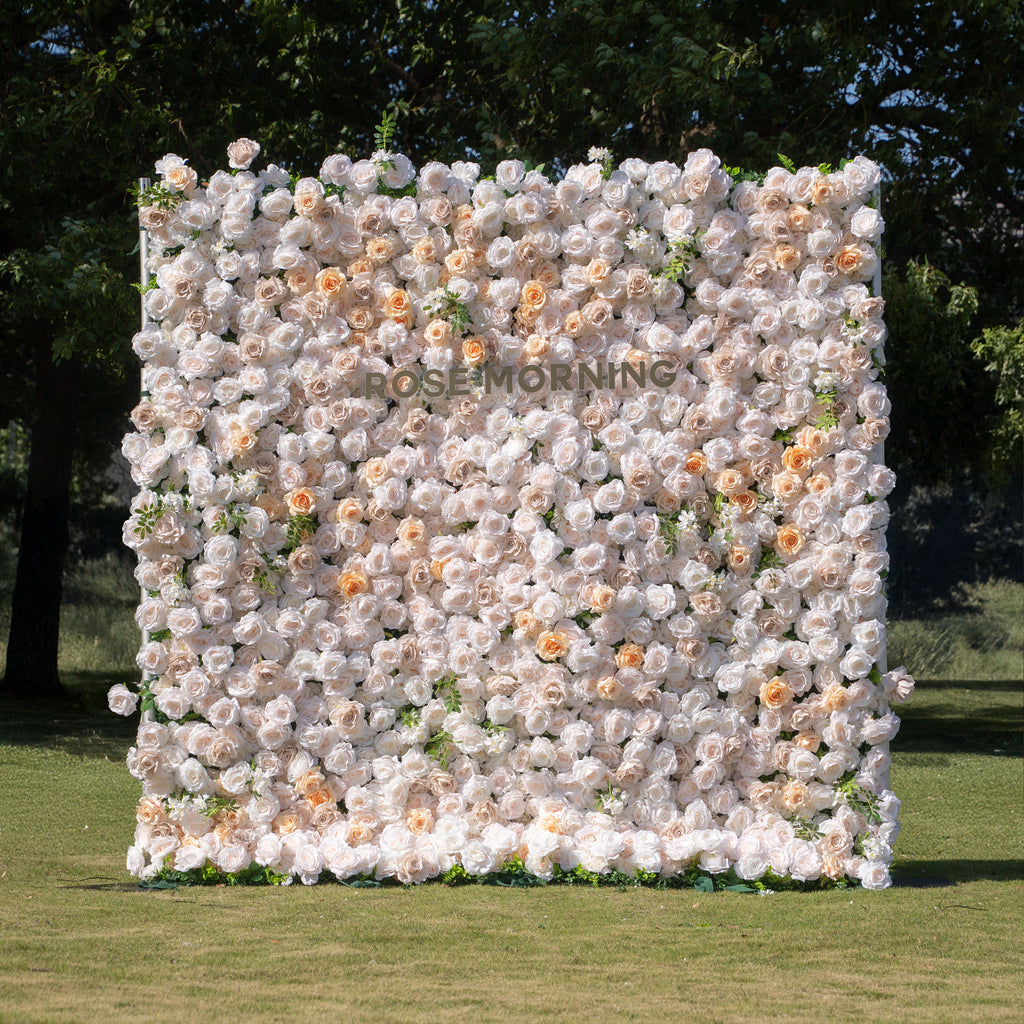 Frangipani：5D Fabric Artificial rolling up curtain flower wall Free Shipping