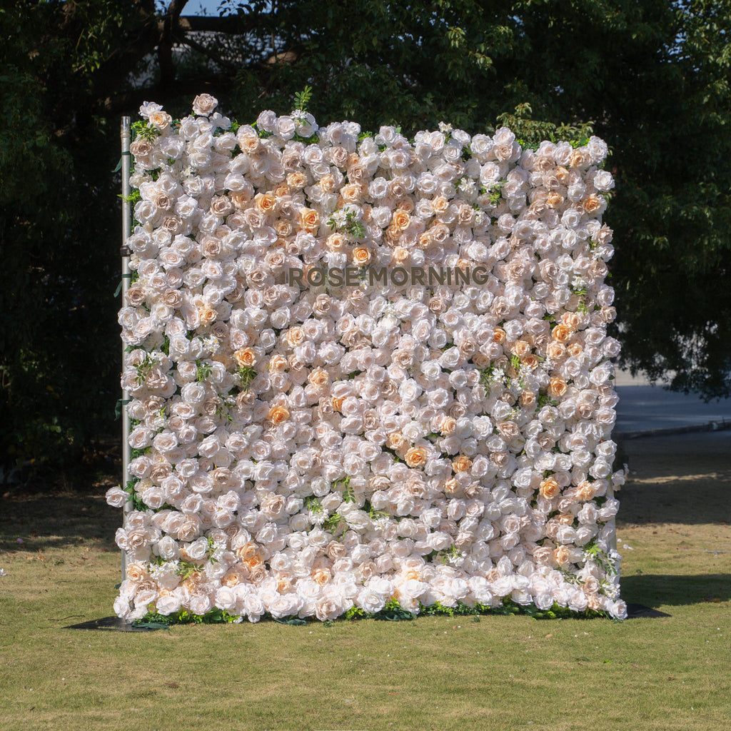 Frangipani：5D Fabric Artificial rolling up curtain flower wall Free Shipping