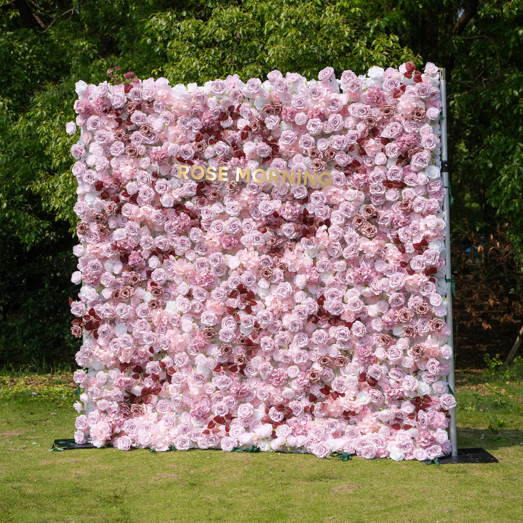 Hush：4D Fabric Artificial zip up curtain flower wall 8ft*8ft Free Shipping