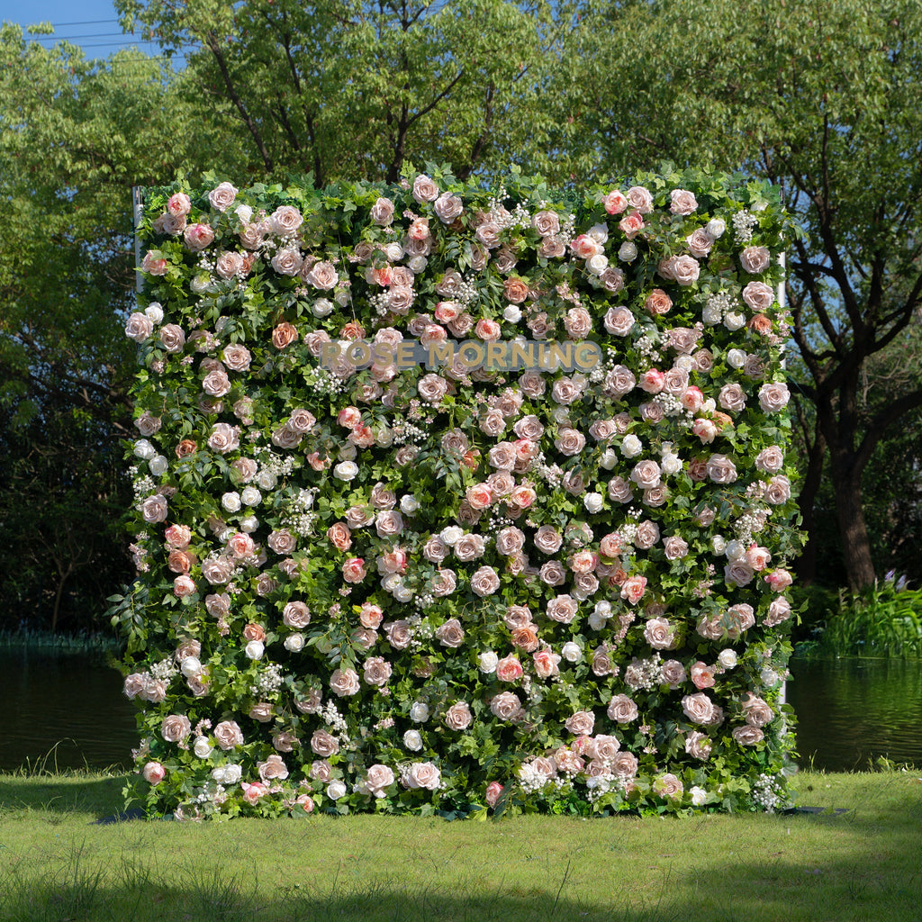 Joel：5D Fabric Artificial rolling up curtain flower wall Free Shipping