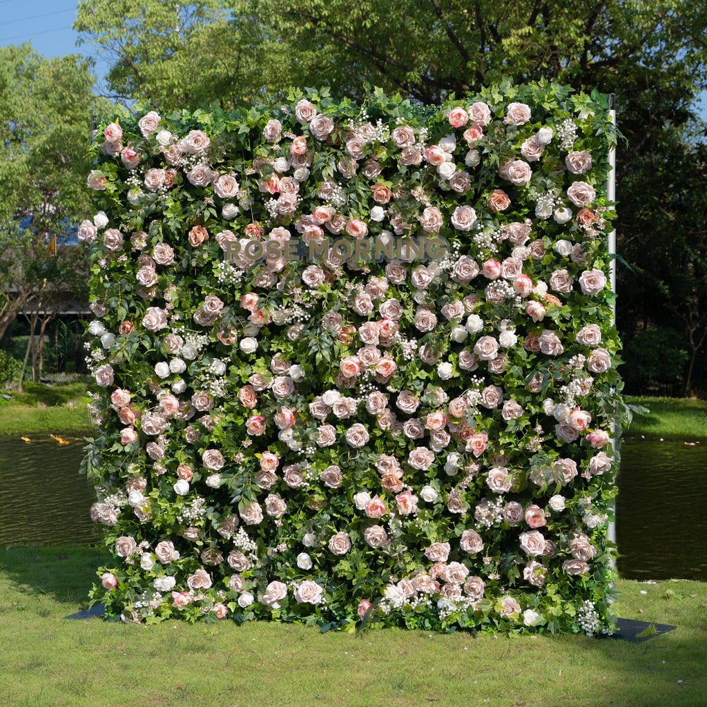 Joel：5D Fabric Artificial rolling up curtain flower wall Free Shipping
