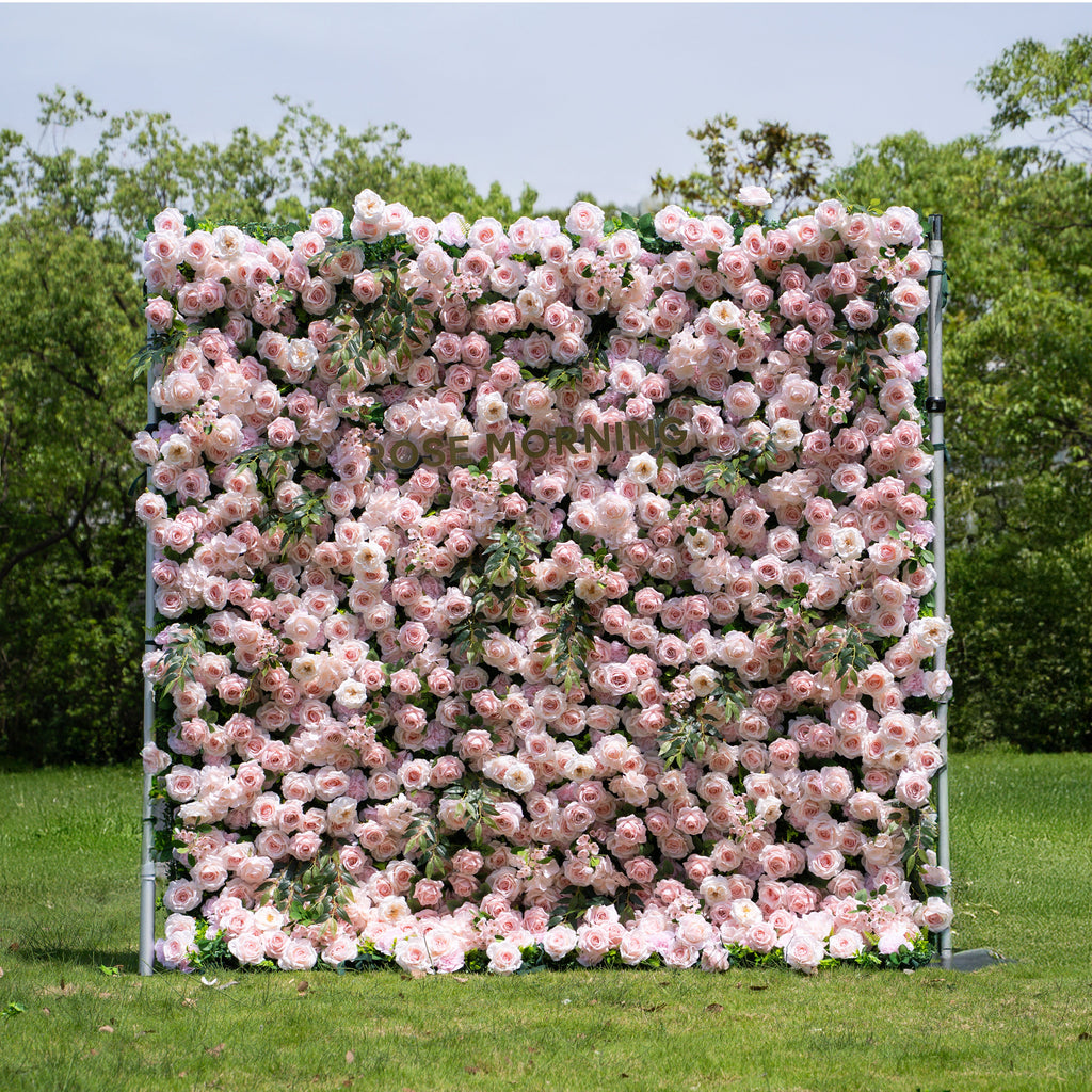 Juli：3D Fabric Artificial rolling up curtain flower wall Free Shipping