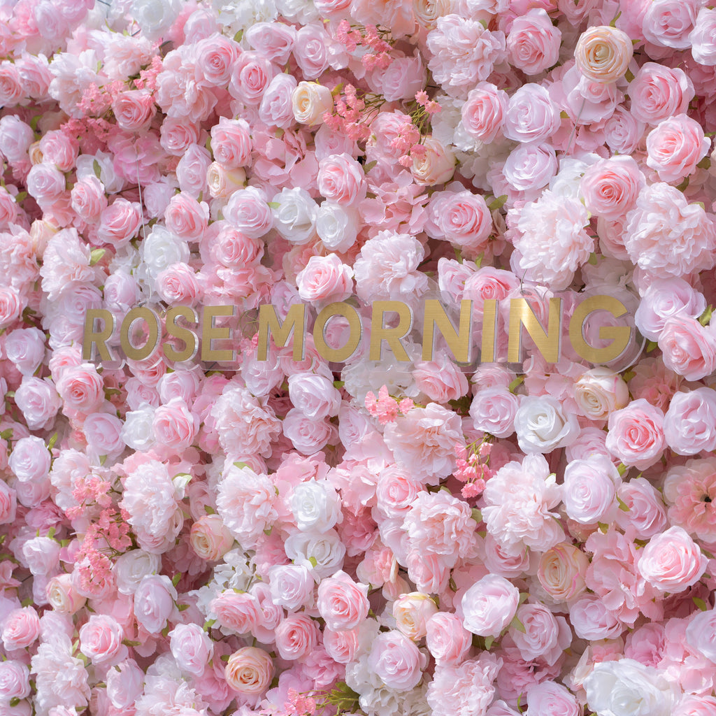 Kissing：5D Elegant Pink and White 5D Fabric Artificial Flower Rolling Curtain Perfect for Wedding & Event (Ready to Ship)) Free Shipping