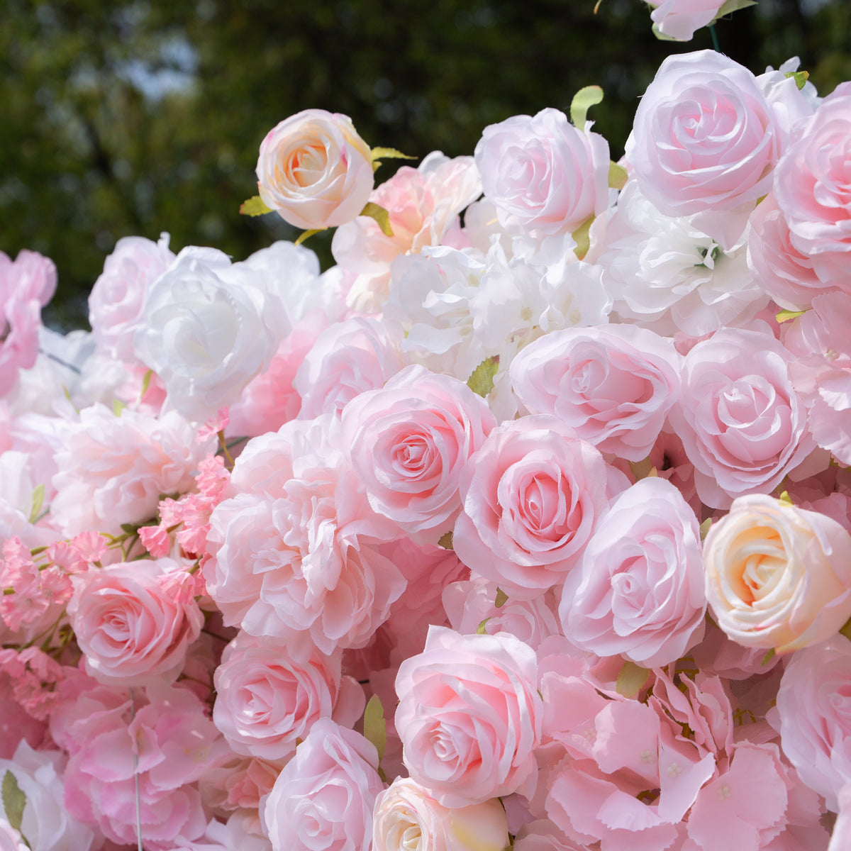 Kissing：5D Elegant Pink and White 5D Fabric Artificial Flower Rolling Curtain Perfect for Wedding & Event (Ready to Ship)) Free Shipping