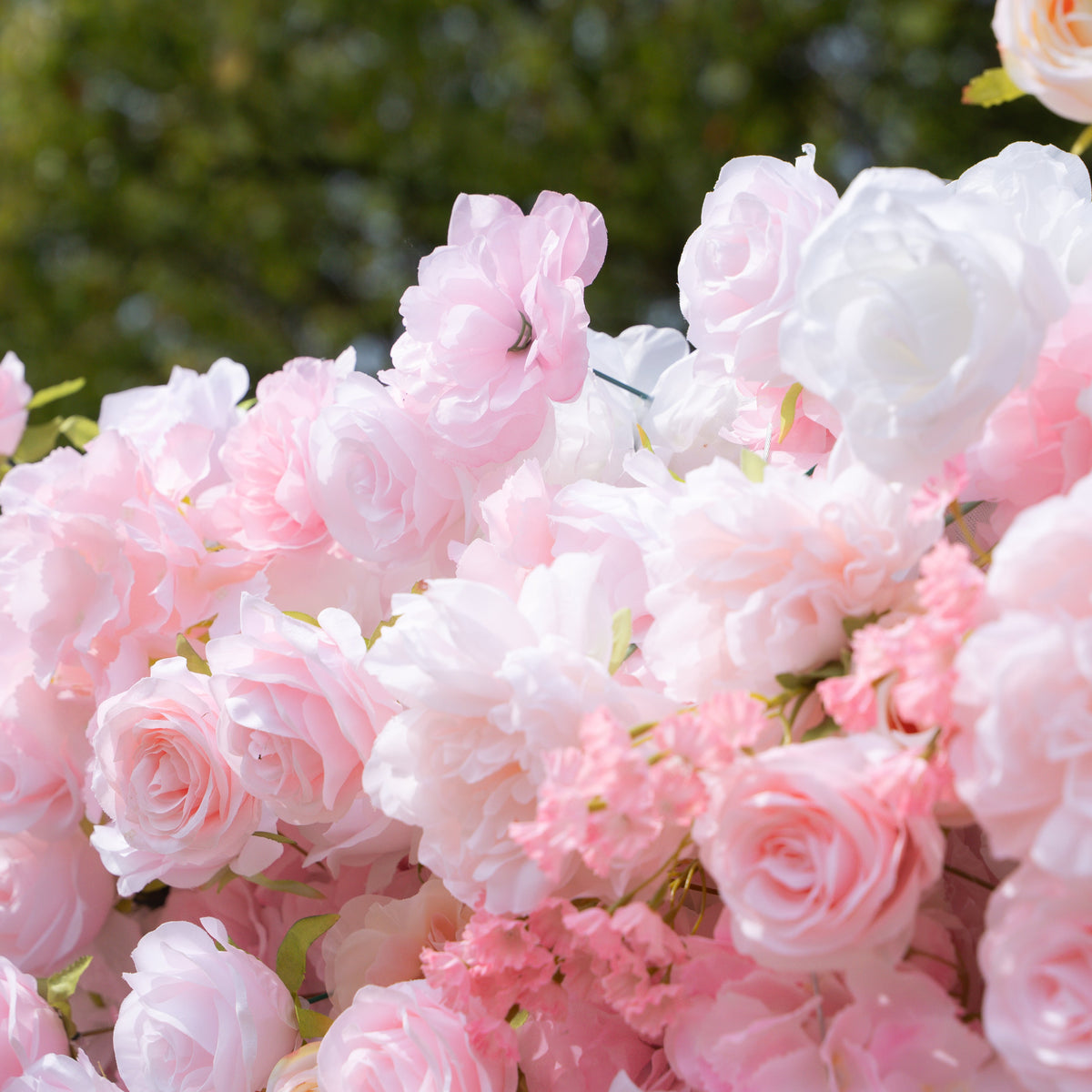 Kissing：5D Elegant Pink and White 5D Fabric Artificial Flower Rolling Curtain Perfect for Wedding & Event (Ready to Ship)) Free Shipping