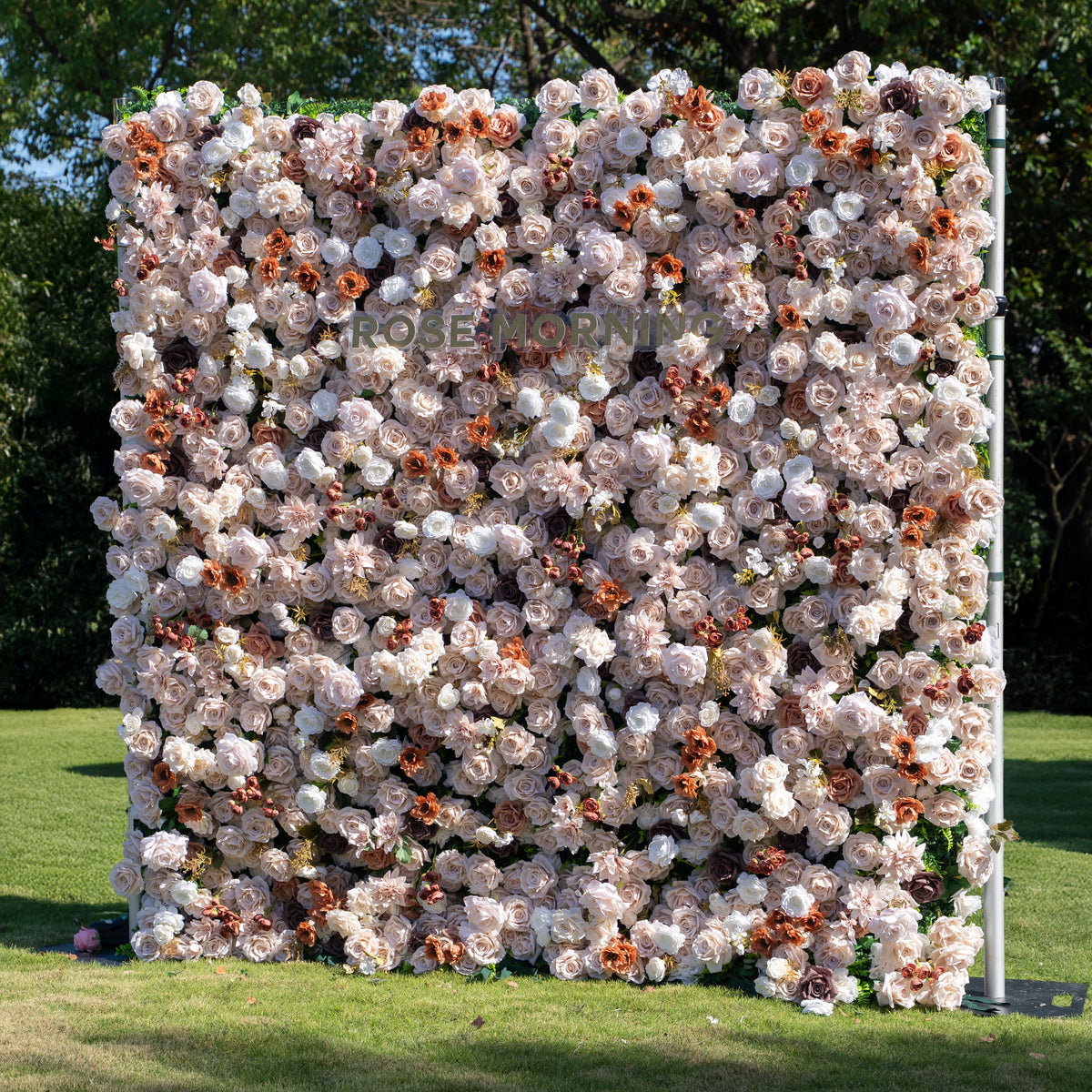 Latte：4D Fabric Artificial zip up curtain flower wall 8ft*8ft Free Shipping