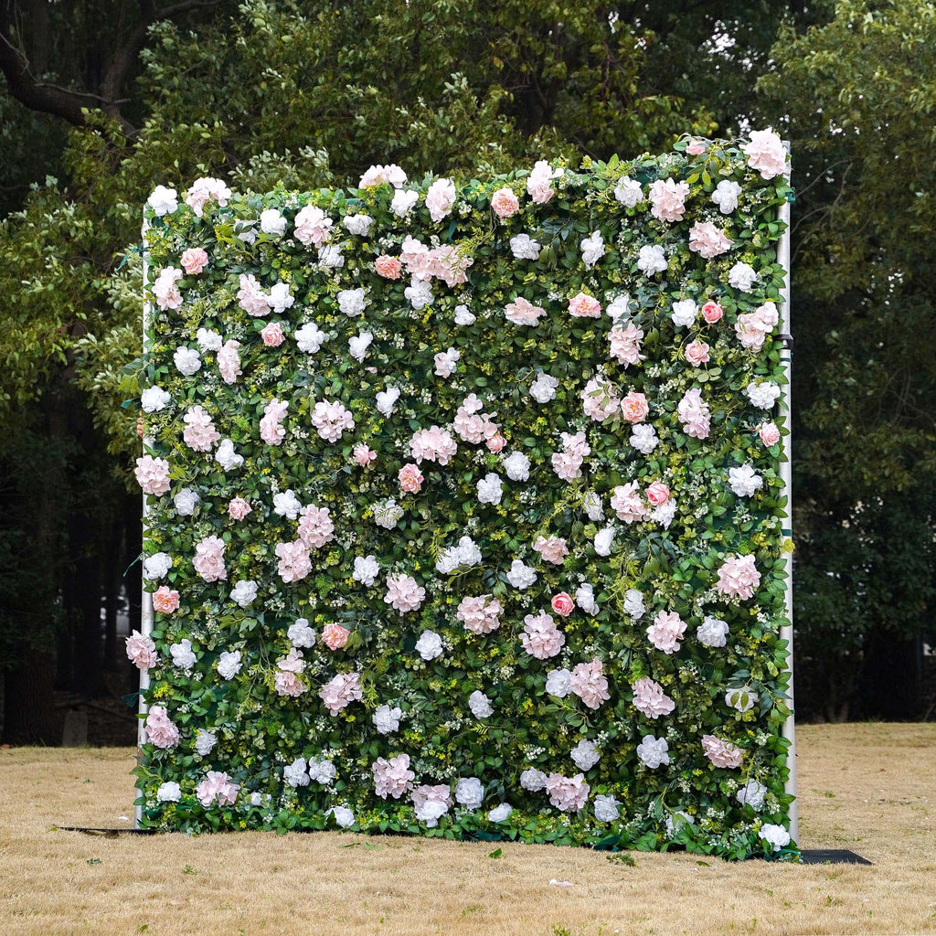 Lin:2D Fabric Artificial rolling up curtain flower wall 8ft x 8ft for weddings and events decoration Free Shipping