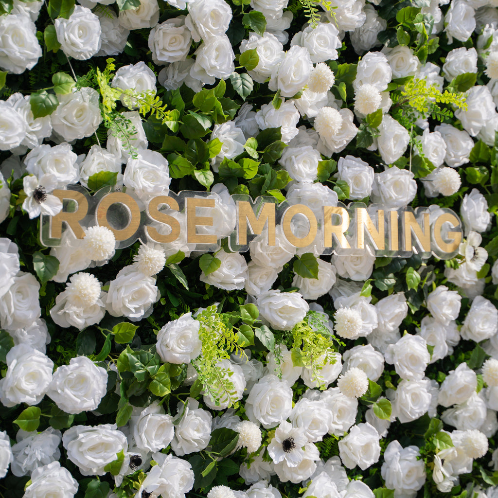 Liora: 3D White Rose & Greenery Roll-Up Curtain Artificial Floral Wall for Garden Wedding & Party Decor Free Shipping