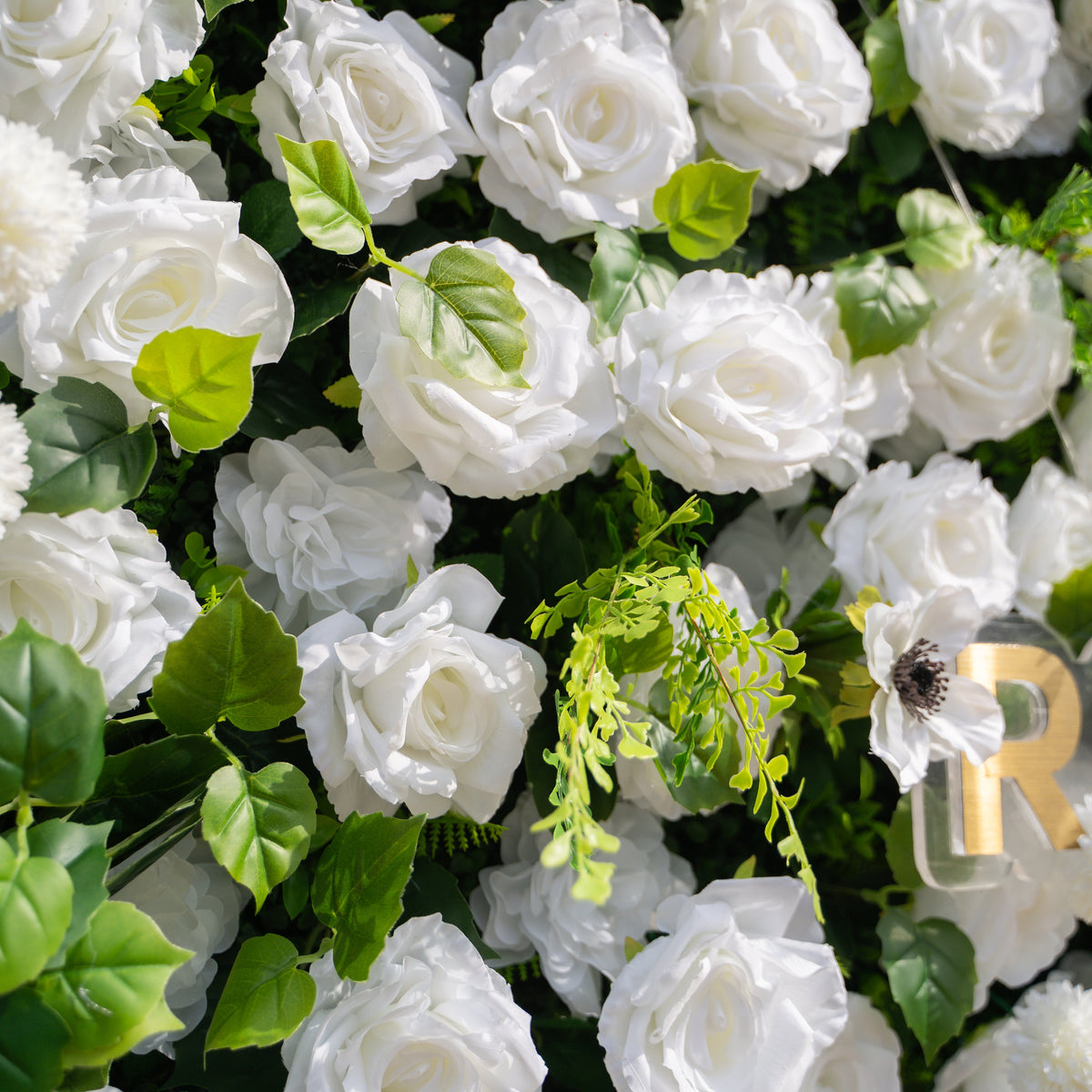 Liora: 3D White Rose & Greenery Roll-Up Curtain Artificial Floral Wall for Garden Wedding & Party Decor Free Shipping