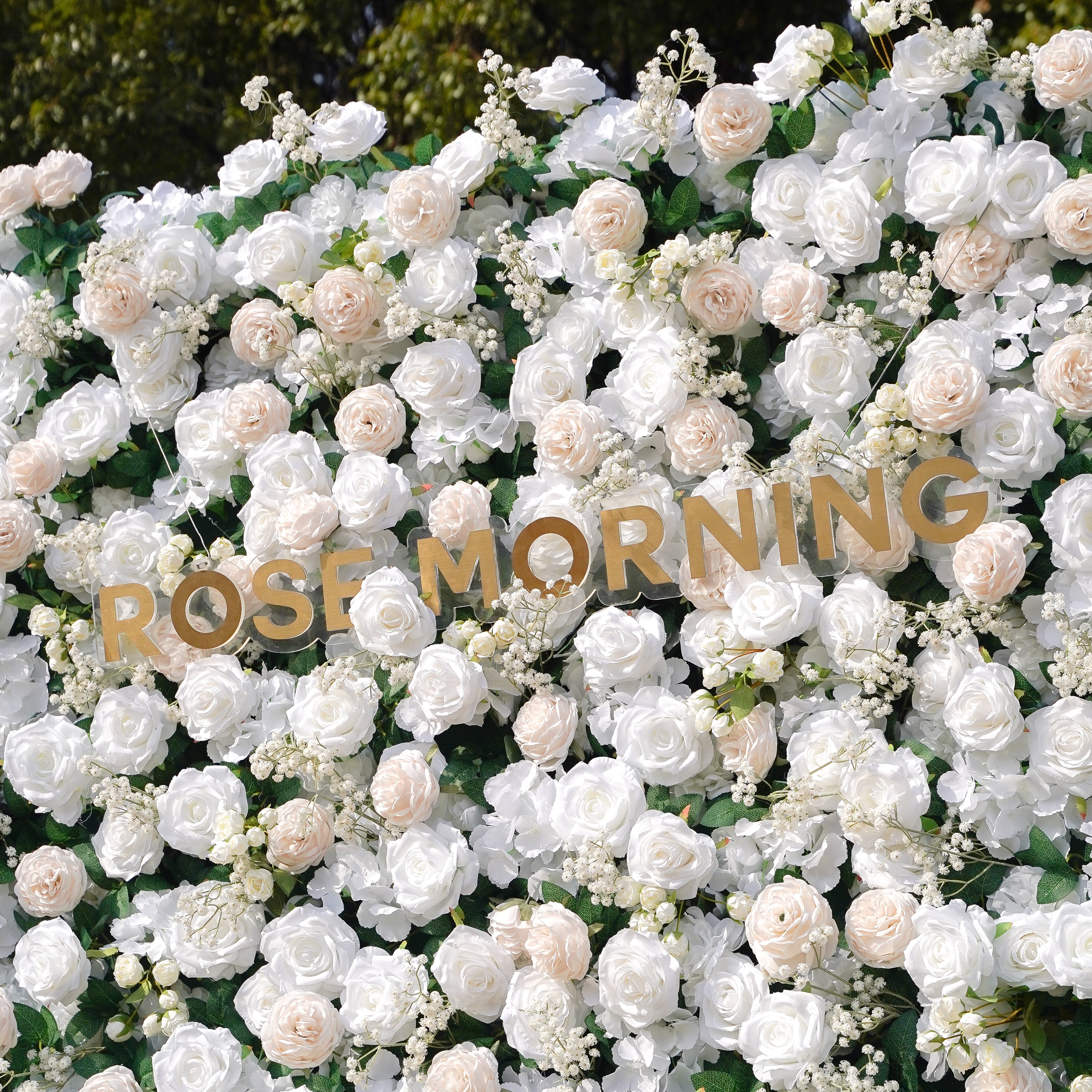 Love： Fabric Artificial zip up curtain flower wall 8ft*8ft Rose Morning