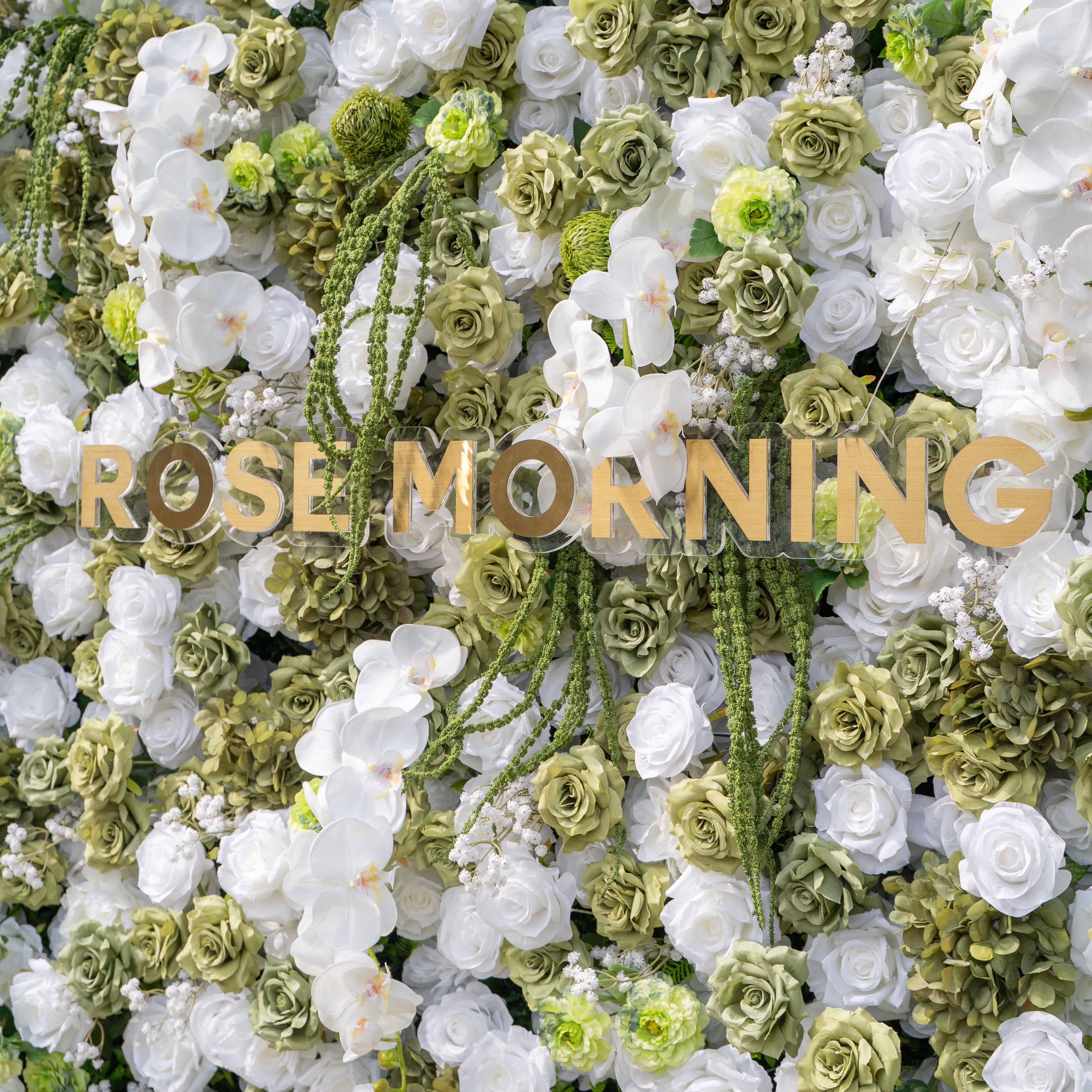 @askmeforaballoon’s Pick  Lumi 5D Sage Green & Cream Floral Wall with Hanging Vines for Dreamy Garden Weddings Free Shipping