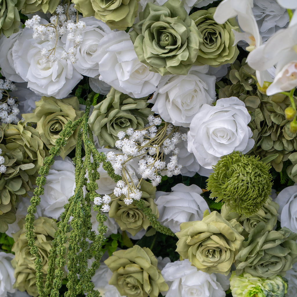 @askmeforaballoon’s Pick  Lumi 5D Sage Green & Cream Floral Wall with Hanging Vines for Dreamy Garden Weddings Free Shipping
