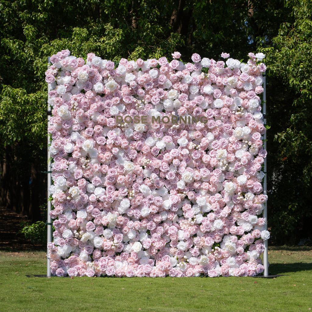 Macarons：4D Fabric Artificial zip up curtain flower wall 8ft*8ft Free Shipping