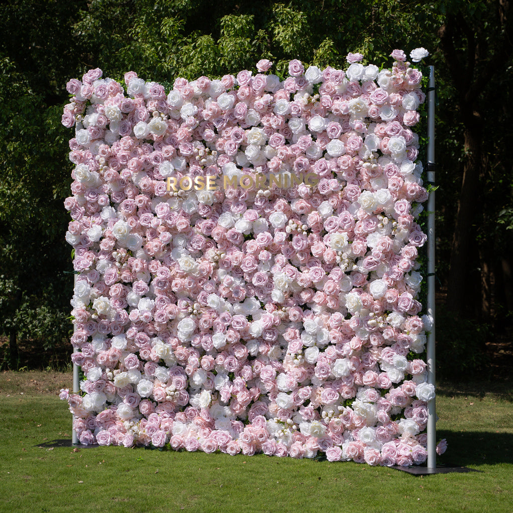 Macarons：4D Fabric Artificial zip up curtain flower wall 8ft*8ft Free Shipping