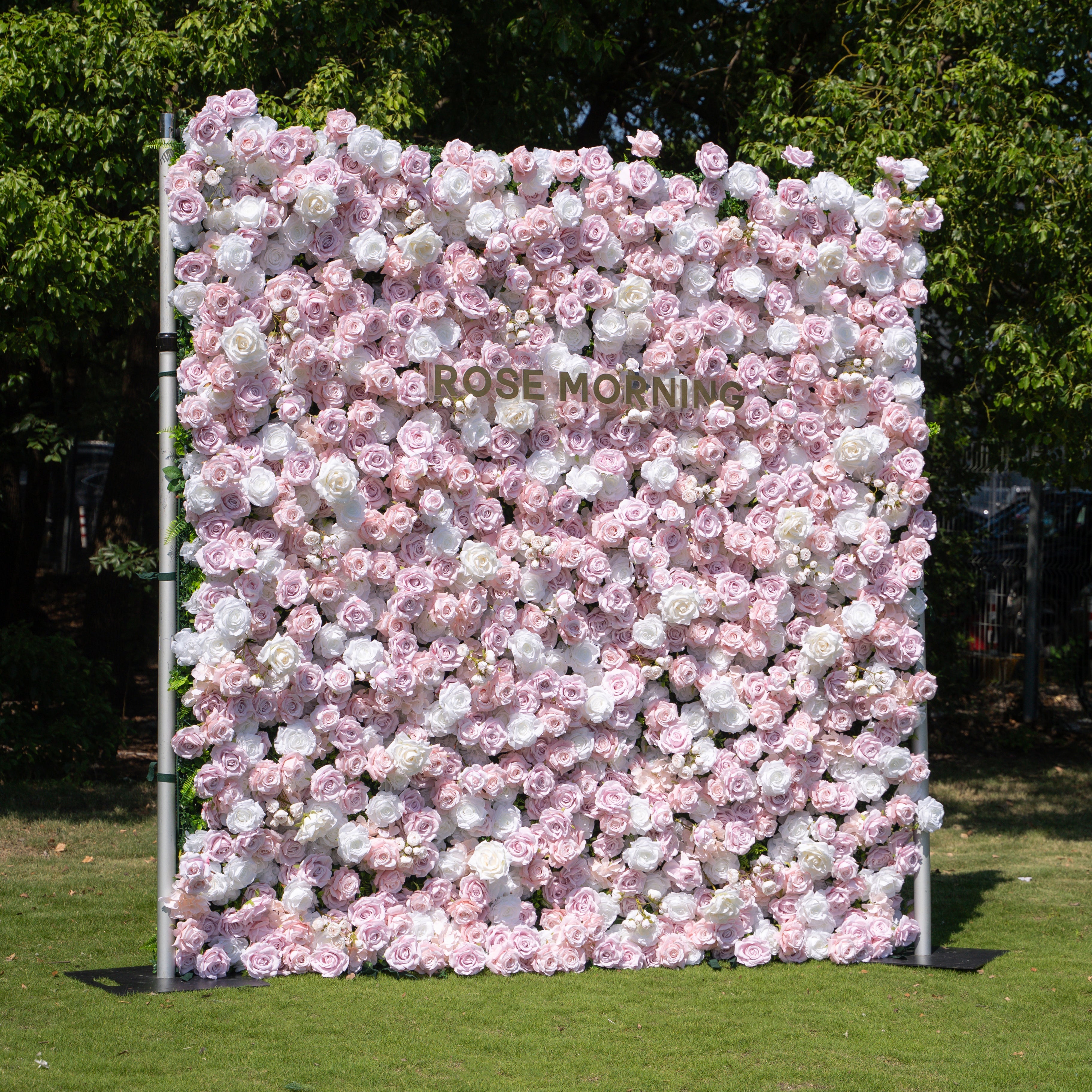 Macarons：4D Fabric Artificial zip up curtain flower wall 8ft*8ft Free Shipping