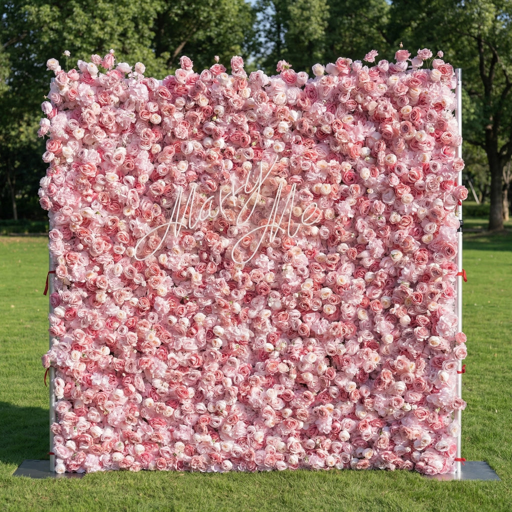 Roll Up Artificial Lush Pink Floral Wall | VF-501