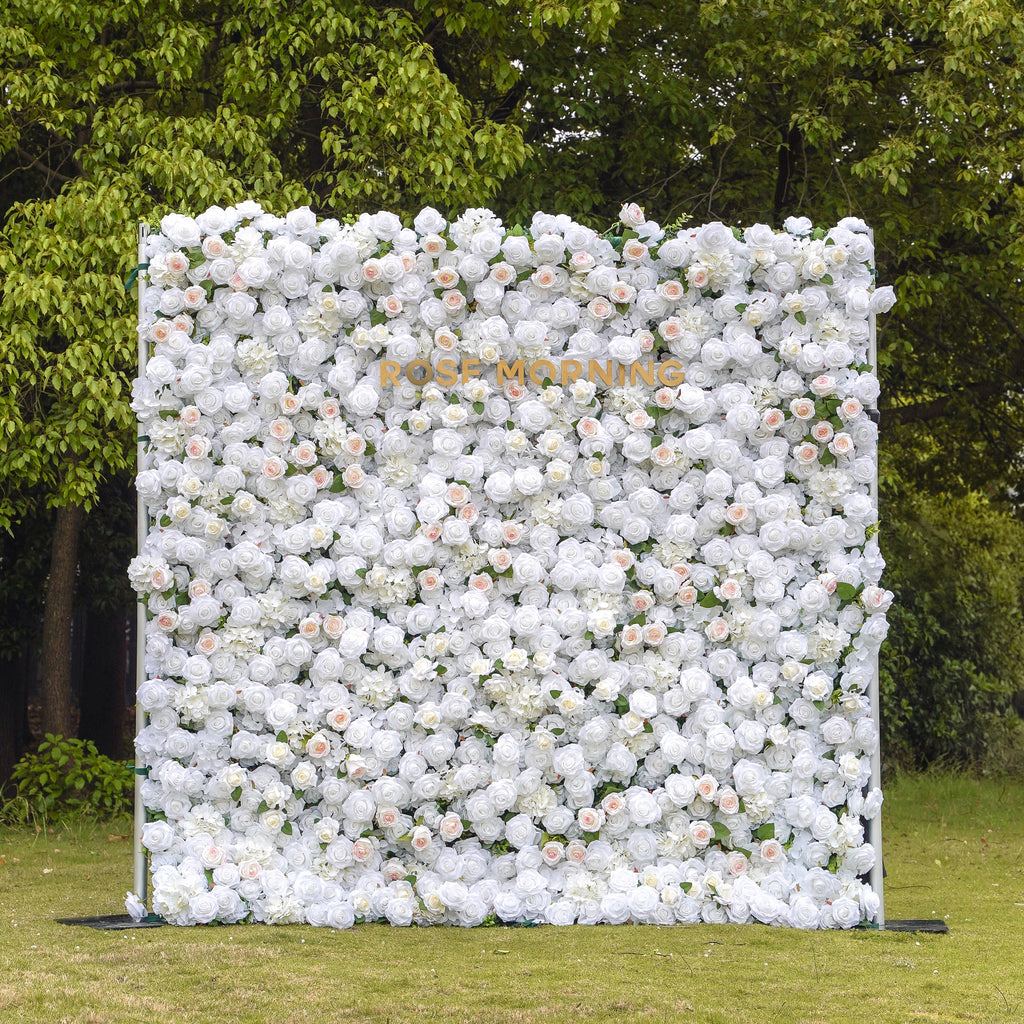 Majo：5D Fabric Artificial rolling up curtain flower wall Rose Morning