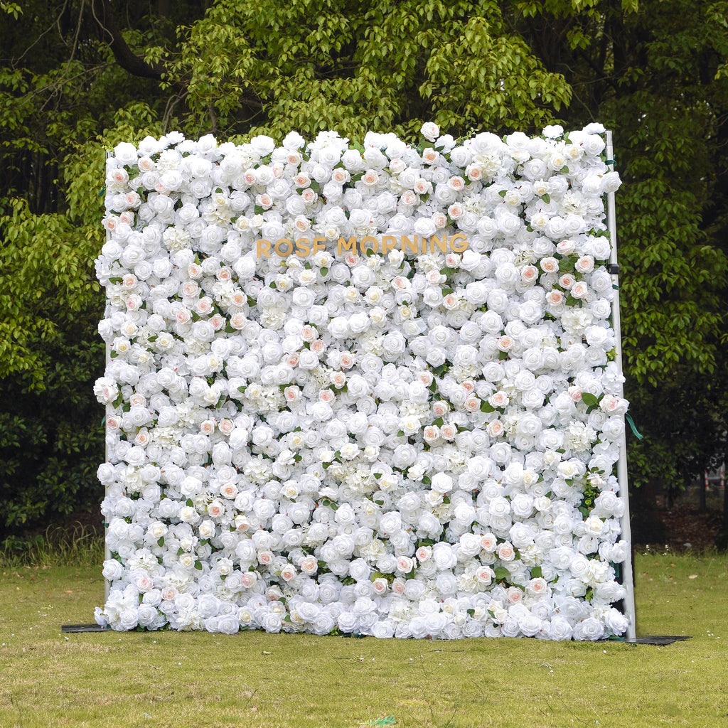Majo：5D Fabric Artificial rolling up curtain flower wall Rose Morning