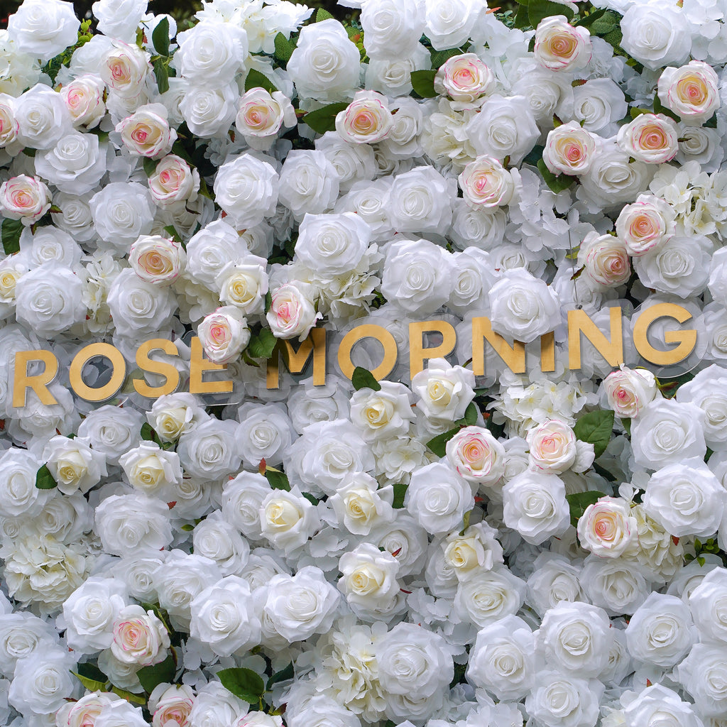 Majo：5D Fabric Artificial rolling up curtain flower wall Rose Morning