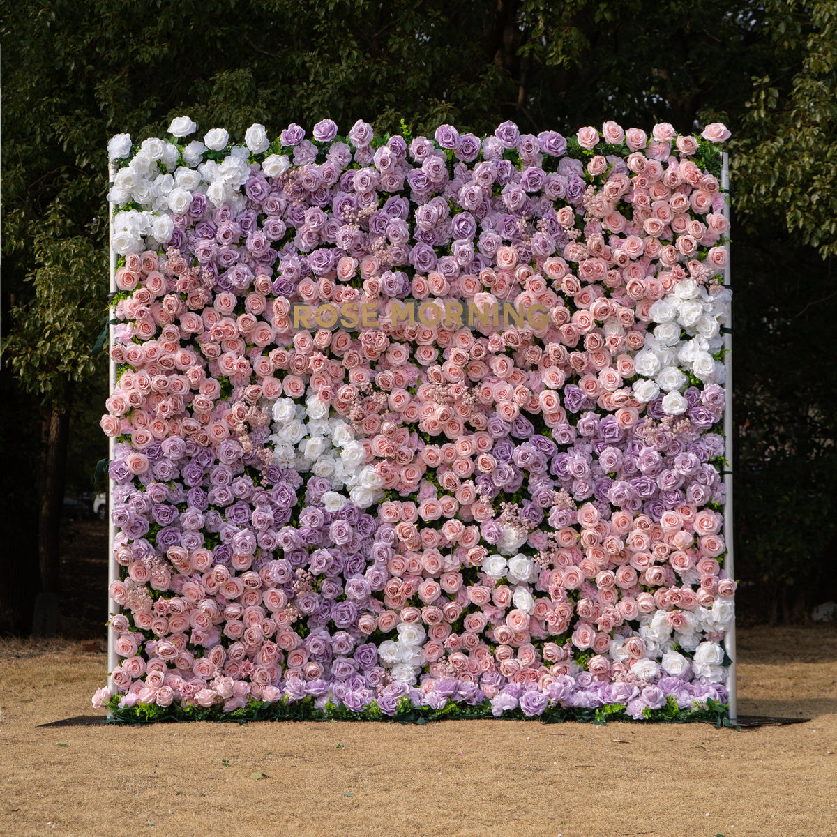 Maris: Luxury 3D Lavender & Blush Silk Rose Floral Wall Roll-Up Fabric Backdrop for Romantic Weddings & Bridal Showers Free Shipping