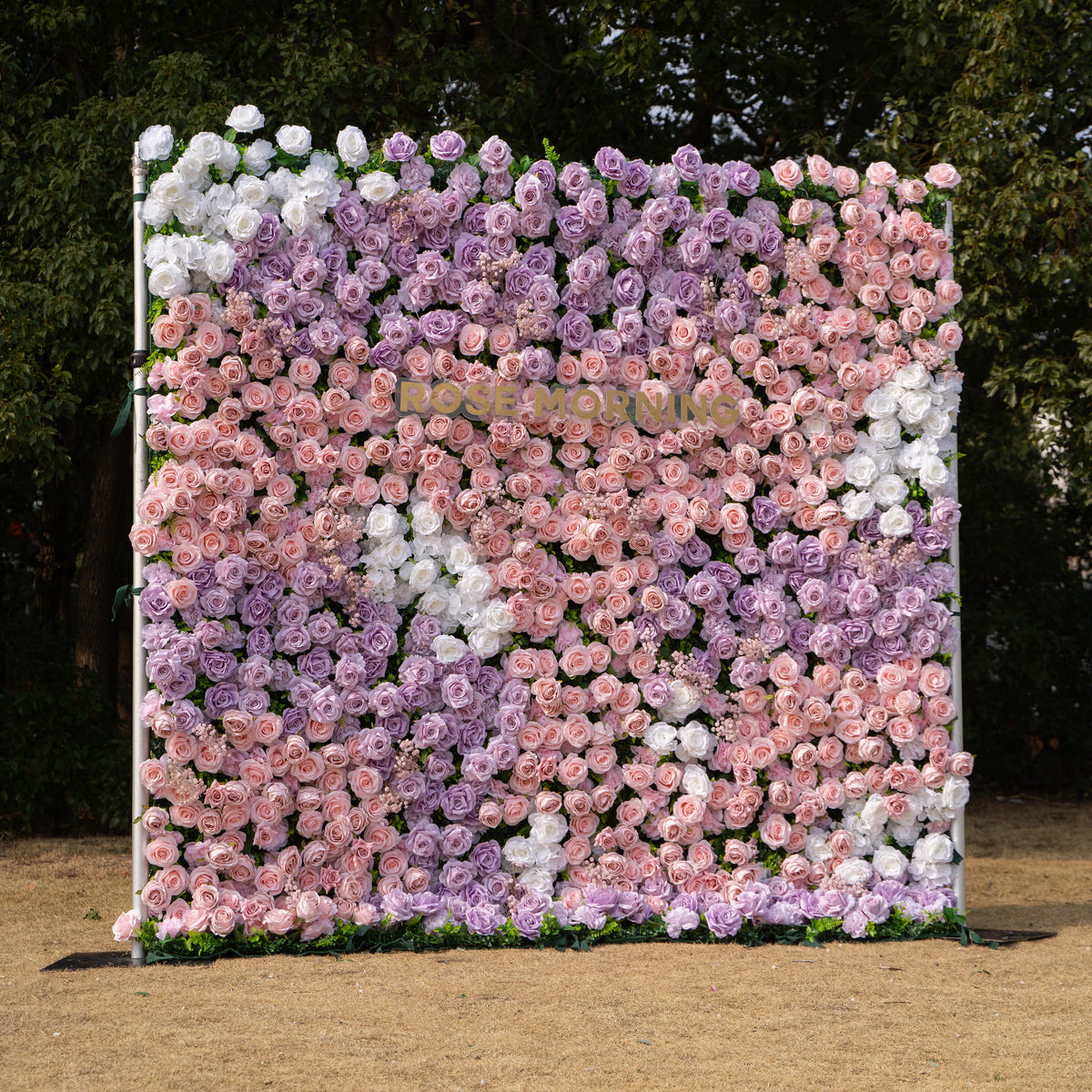 Maris: Luxury 3D Lavender & Blush Silk Rose Floral Wall Roll-Up Fabric Backdrop for Romantic Weddings & Bridal Showers Free Shipping